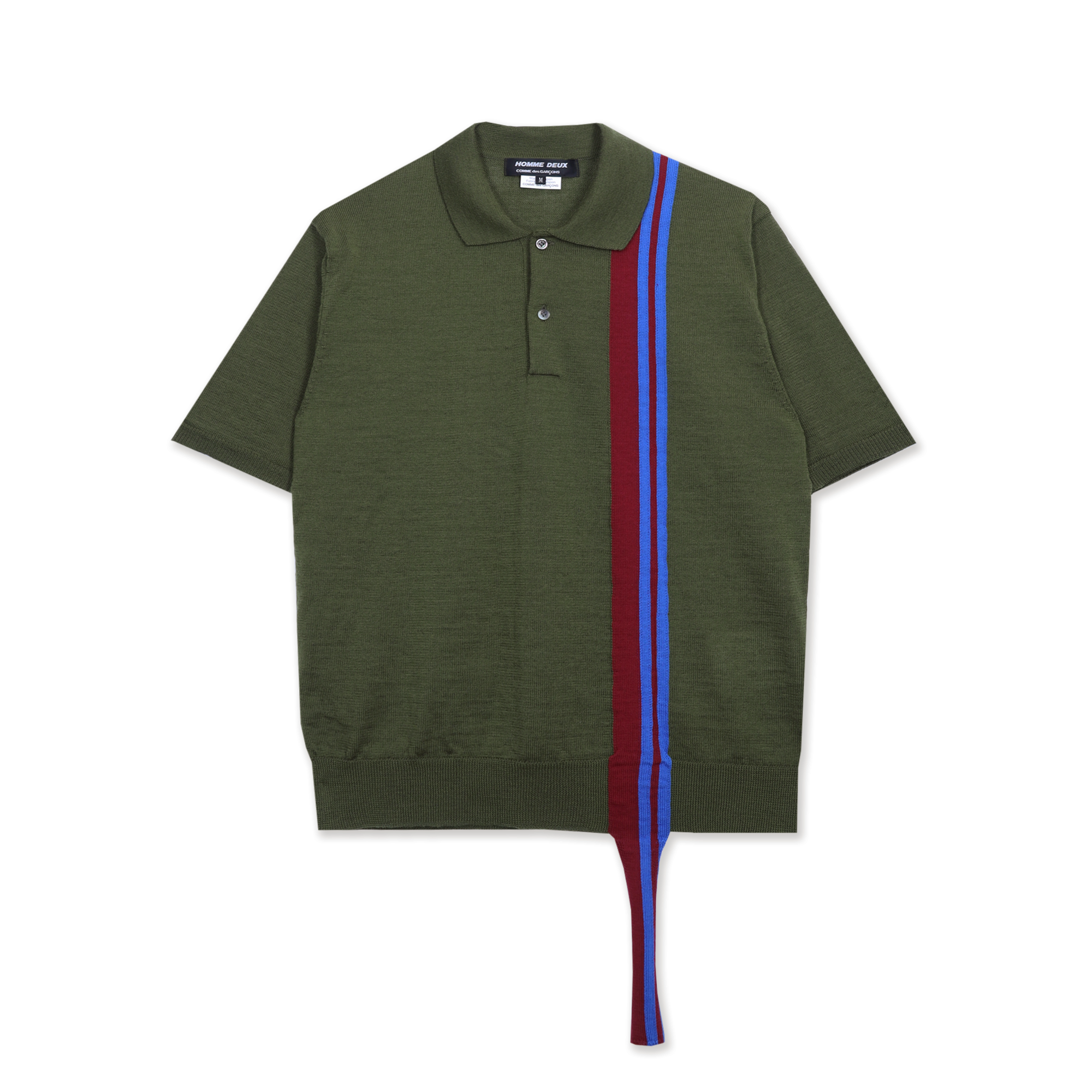 Panel Strip Knit Polo Khaki