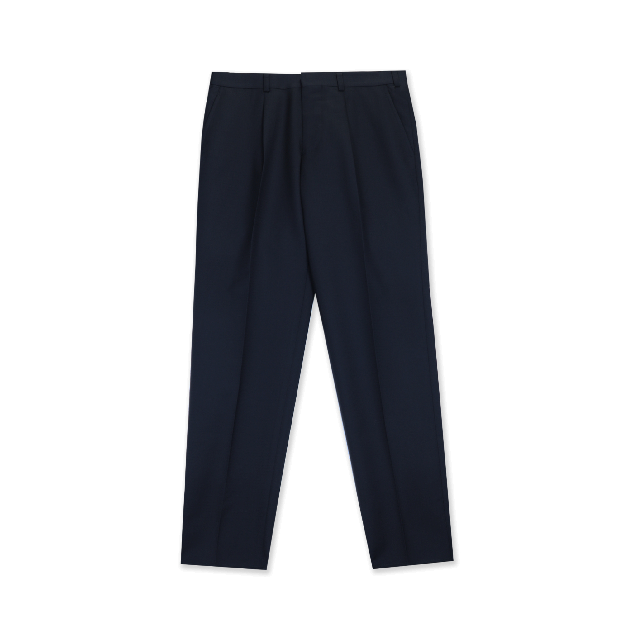 Black Wool Dobby Weave Straight Pant