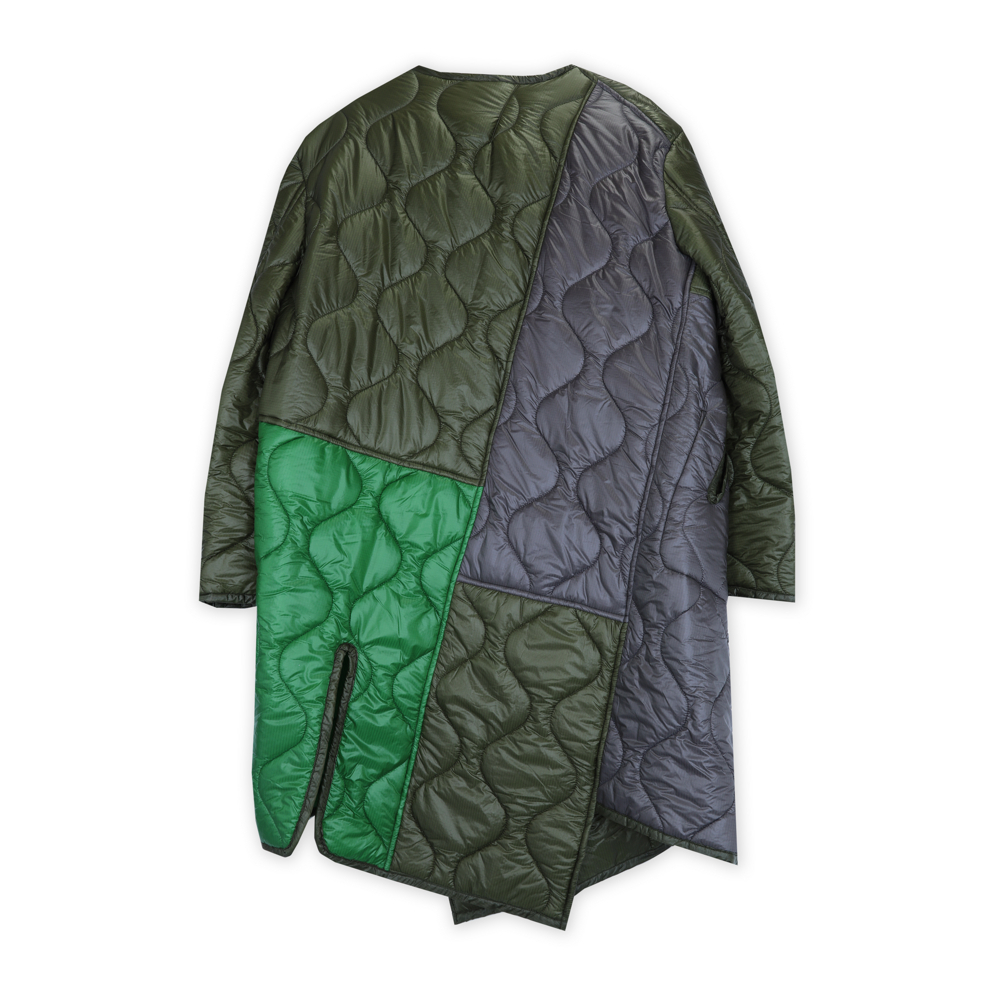 Khaki/Grey Rip-Stop Quilted Coat