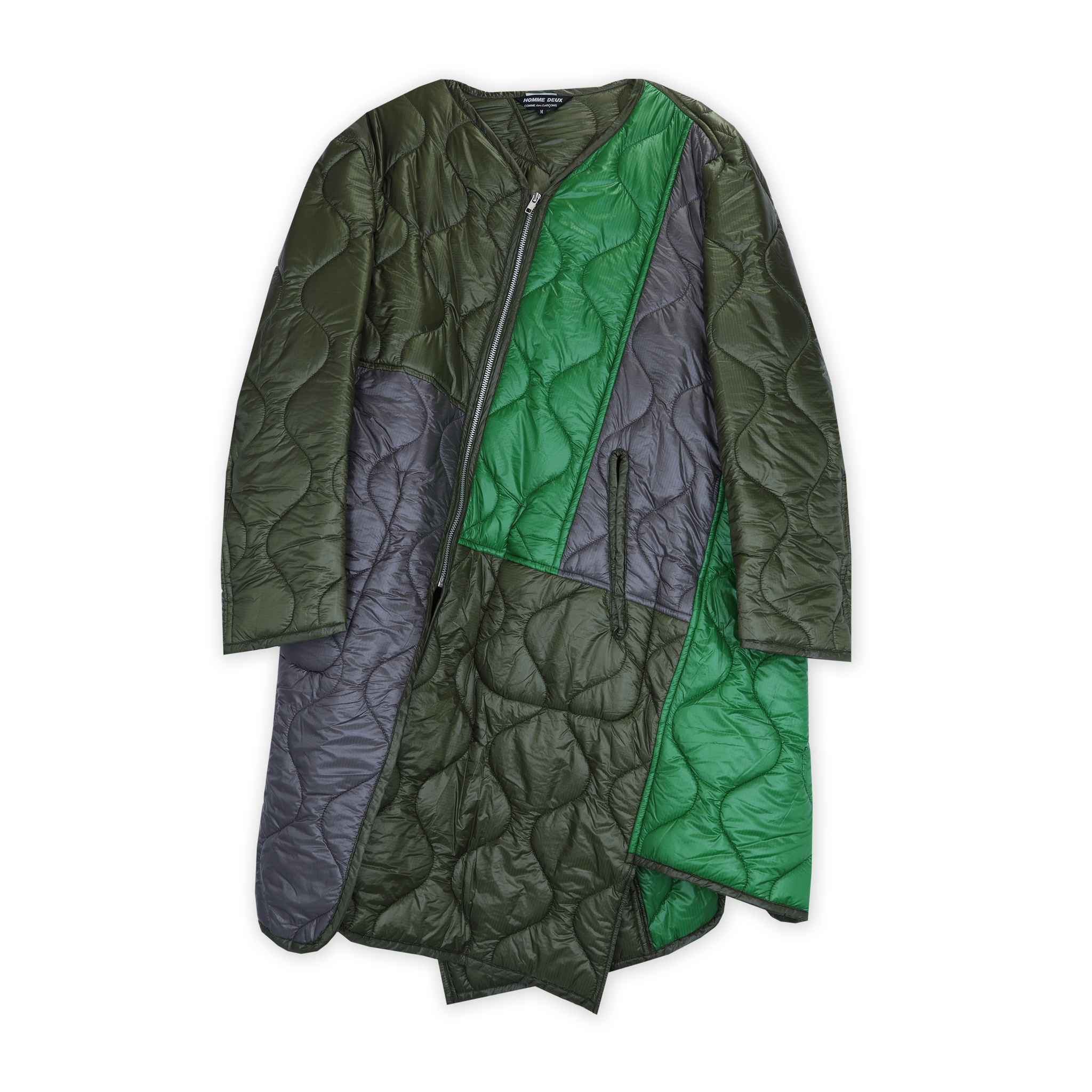 Khaki/Grey Rip-Stop Quilted Coat