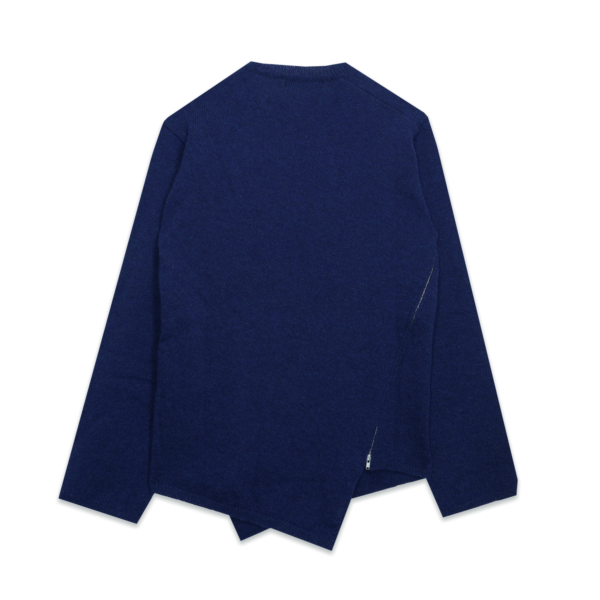 Navy Wool Asymmetric Zip Sweater