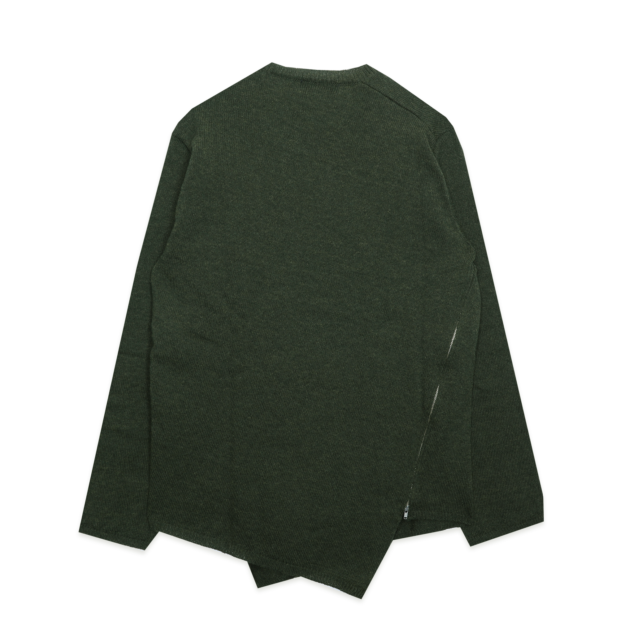 Khaki Wool Asymmetric Zip Sweater