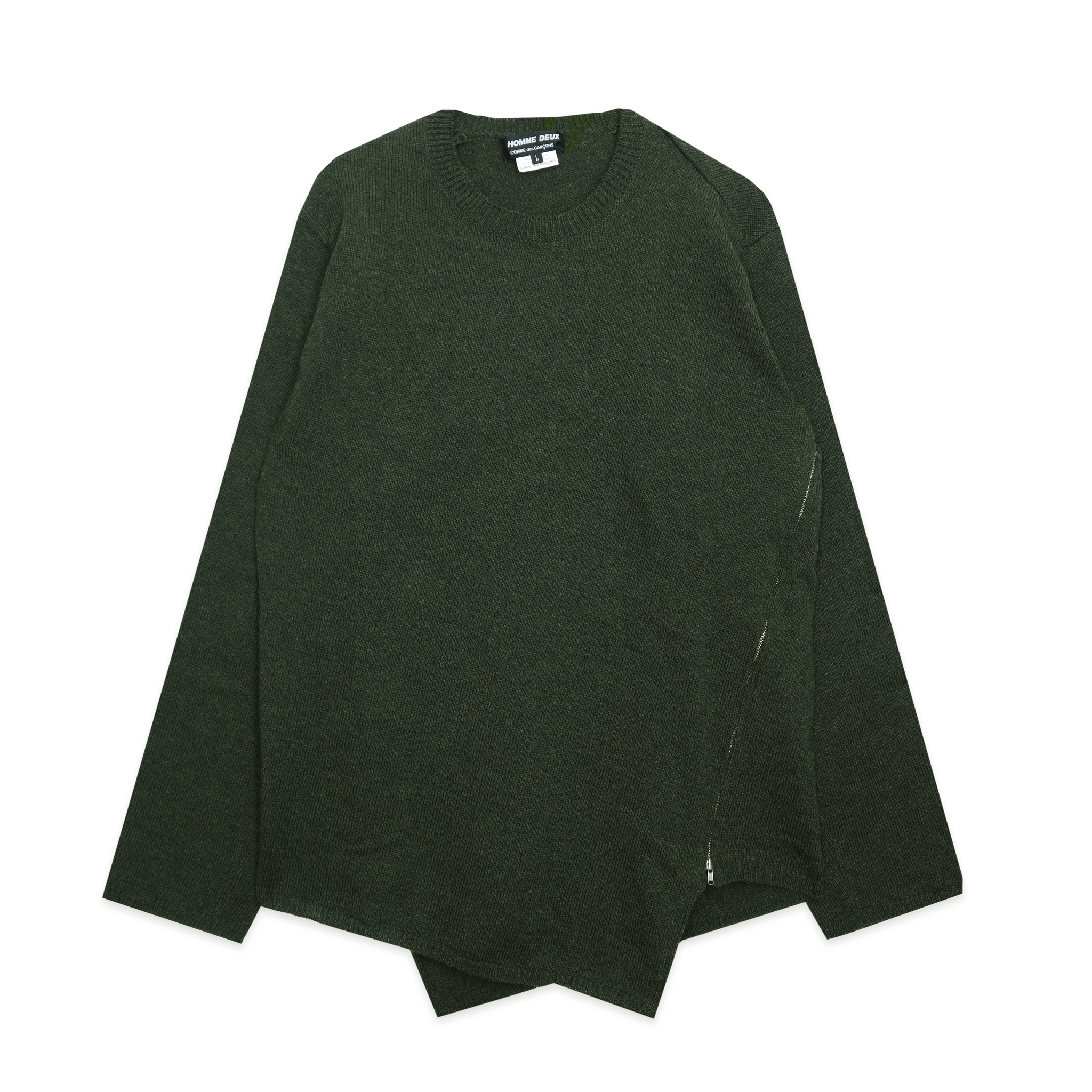 Khaki Wool Asymmetric Zip Sweater