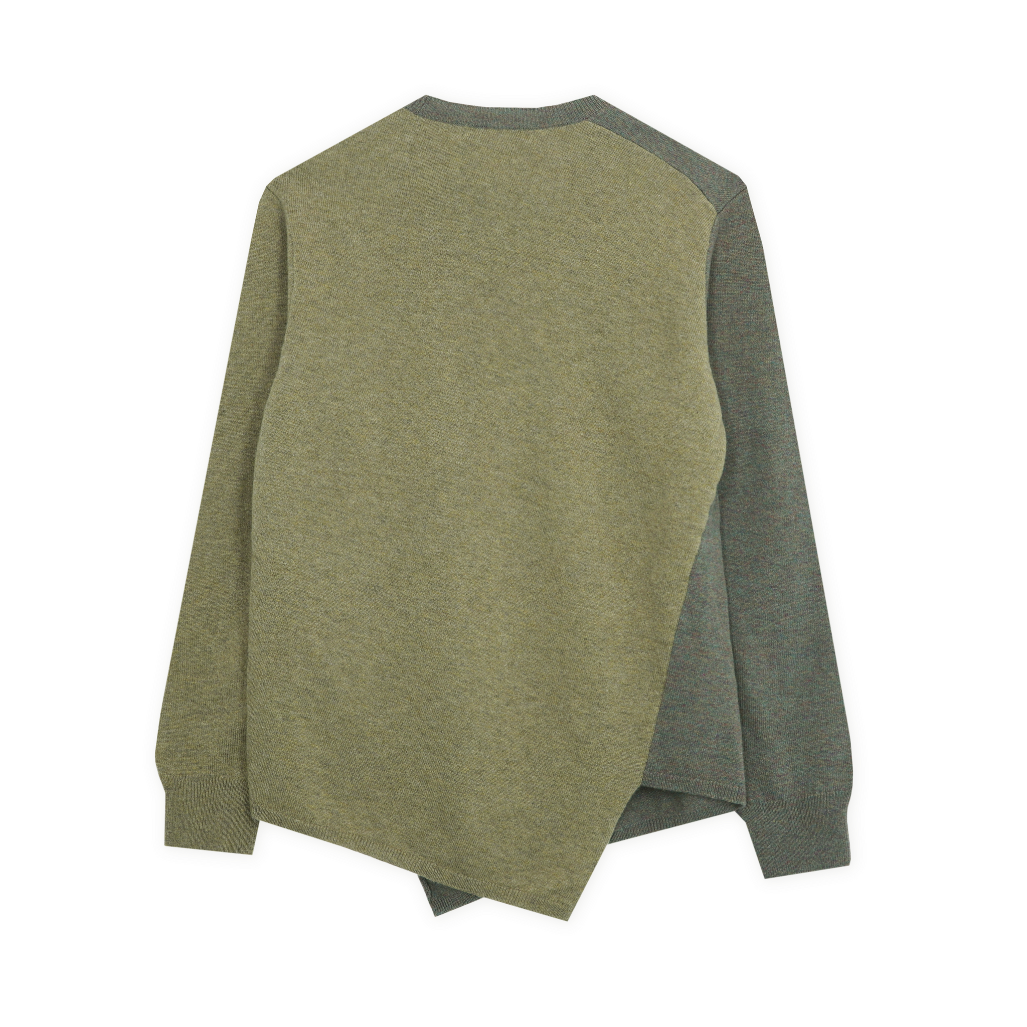 Khaki Contrast Asymmetric Seam Sweater