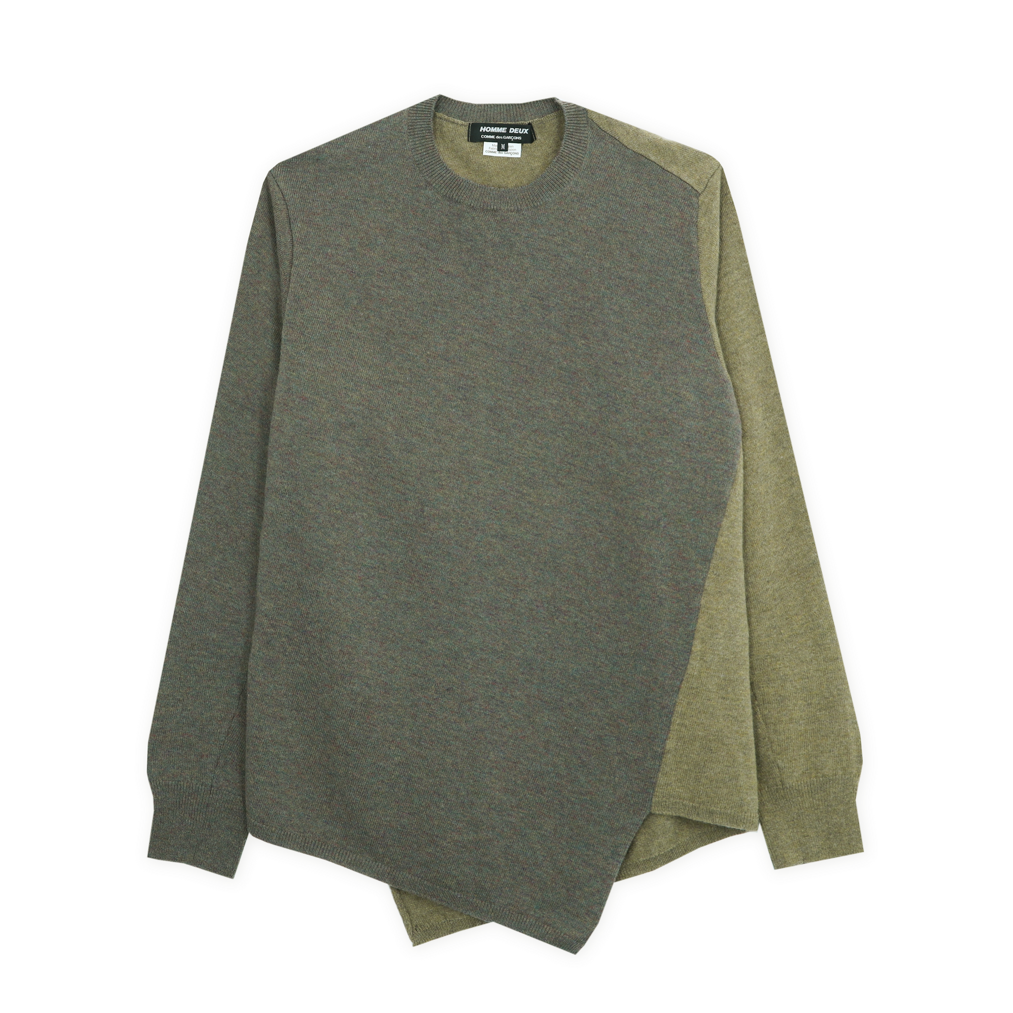 Khaki Contrast Asymmetric Seam Sweater