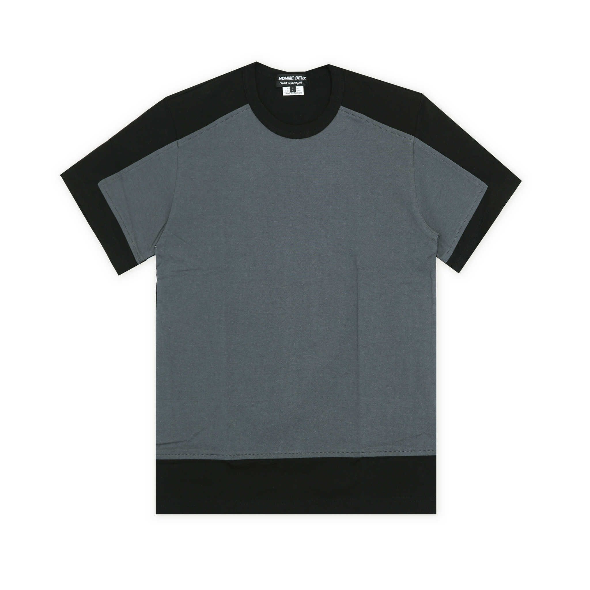 Black x Grey Cotton Jersey Overlay T-Shirt