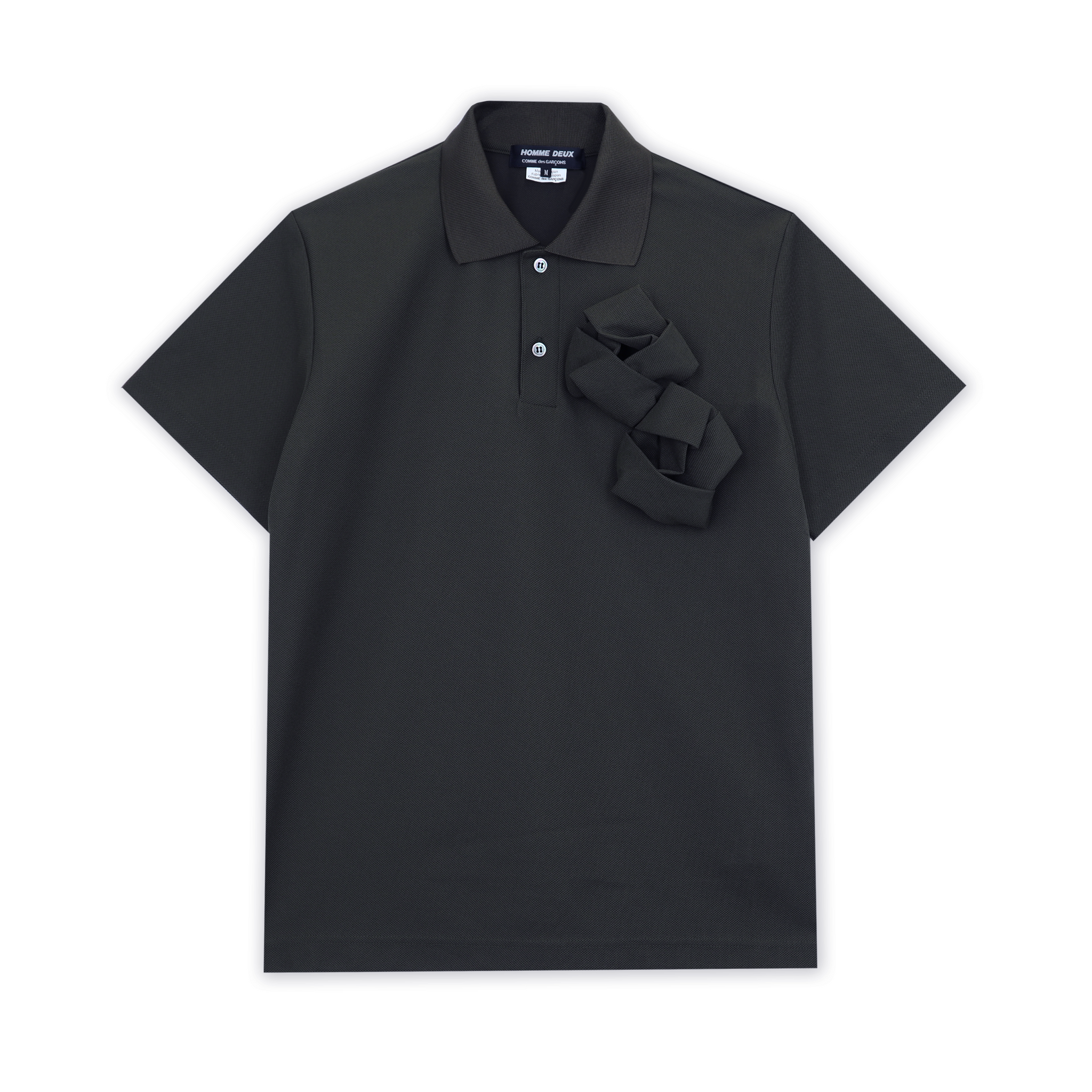 Polyester Pique Rose Front Polo Black