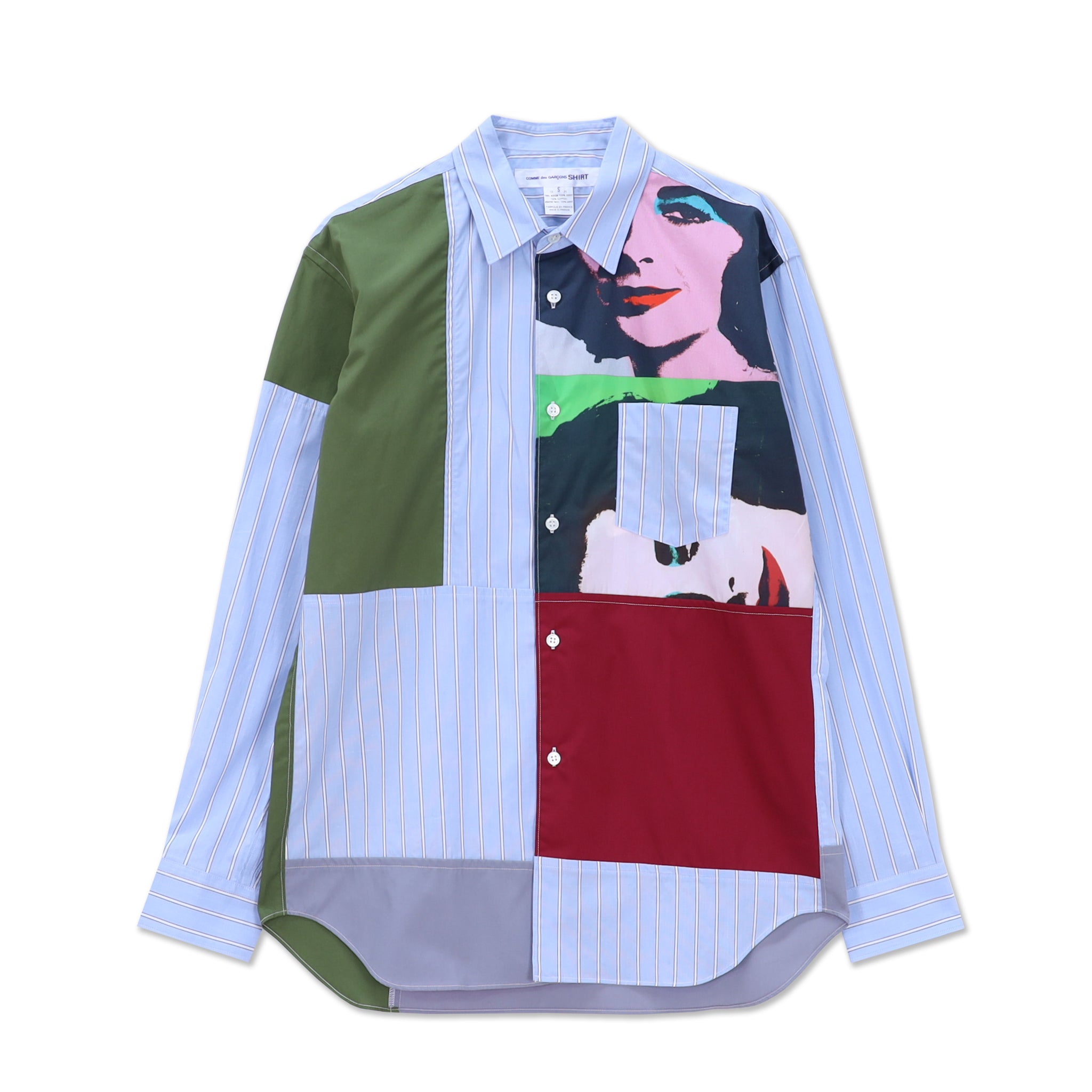 CDG SHIRT x Andy Warhol Stripe Panel Sophia Loren Print Shirt