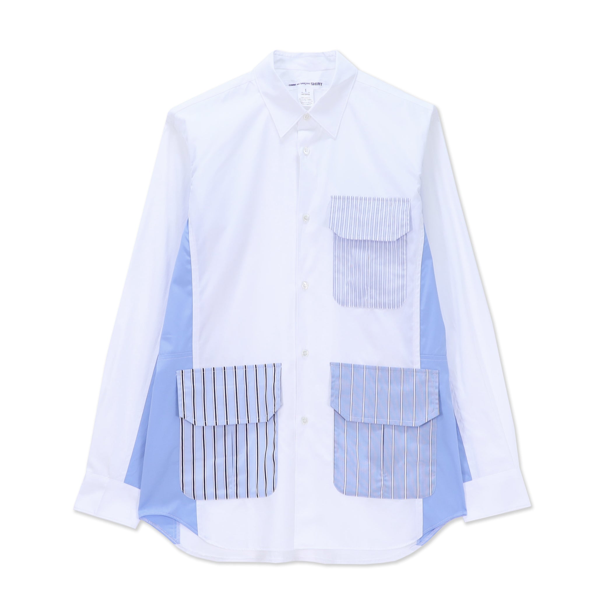 White Multi Stripe Patch Pocket Shirt