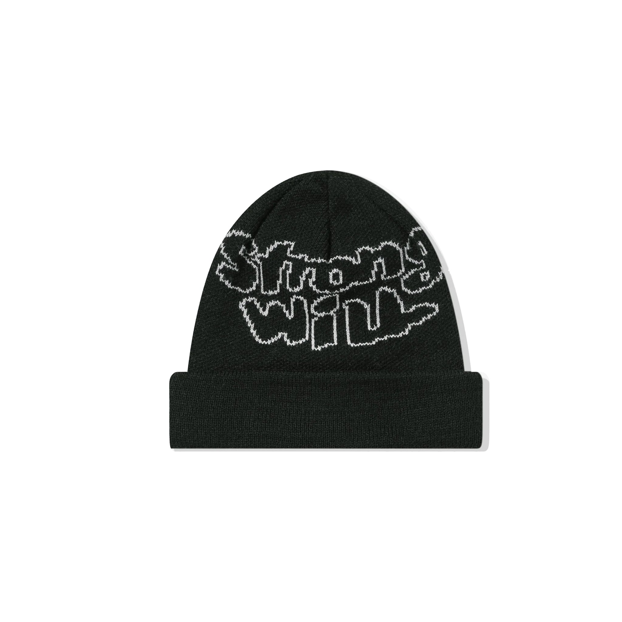 Jacquard Knit Strong Will Beanie Black