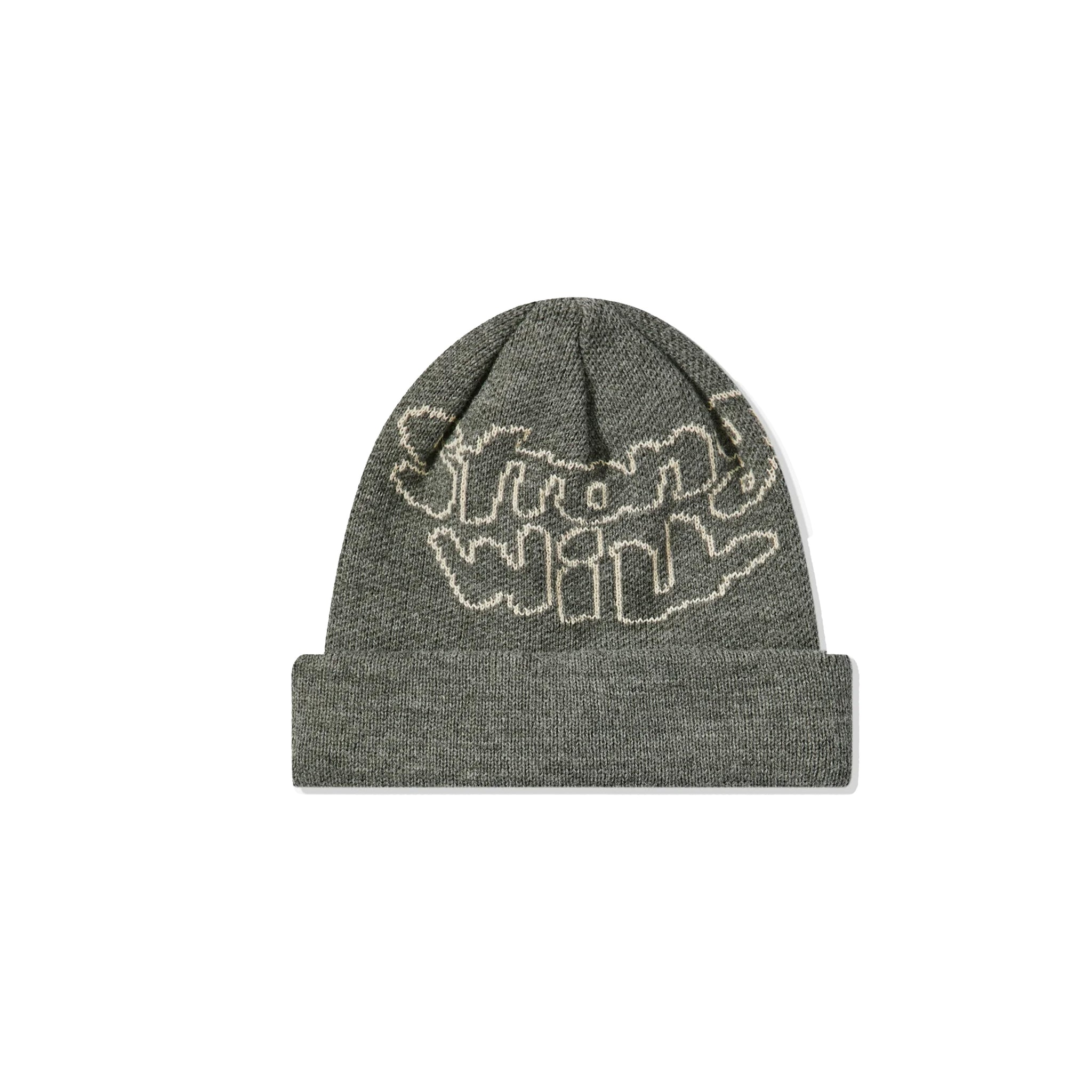 Jacquard Knit Strong Will Beanie Grey