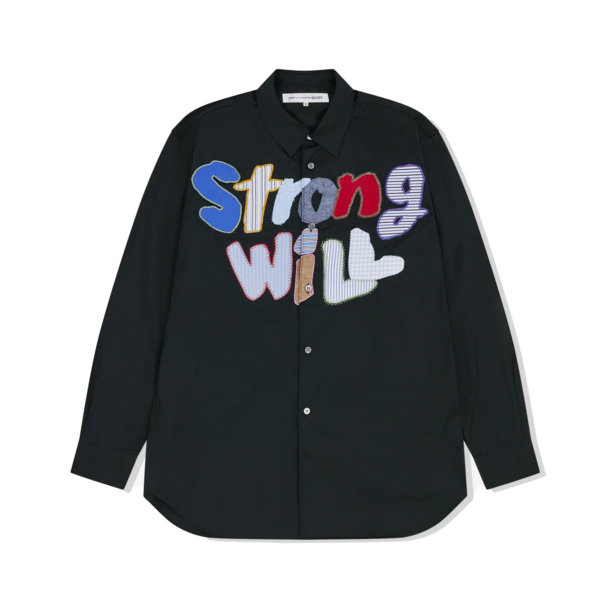 Black Strong Will Patch Embroidered Shirt