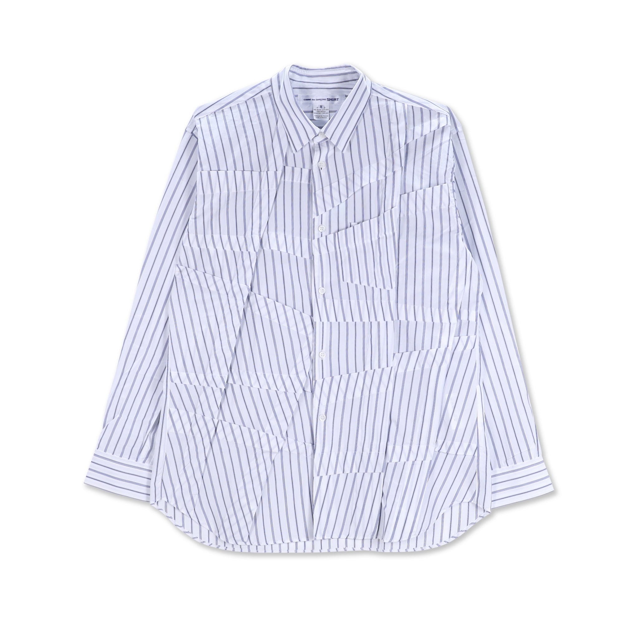 Cotton Stripe Poplin Cross Panelled Shirt