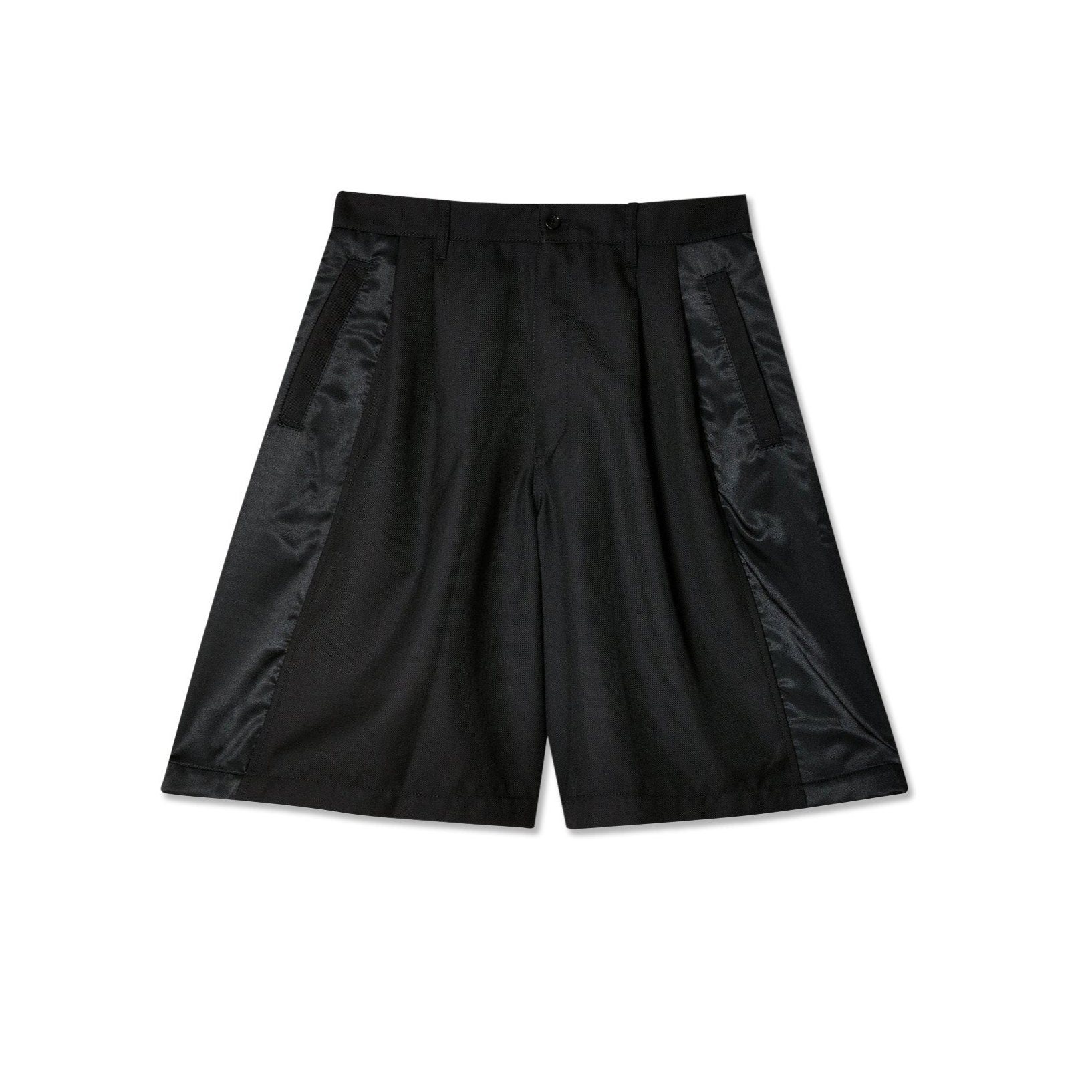 Wool Poly Gabardine x Satin Panel Shorts