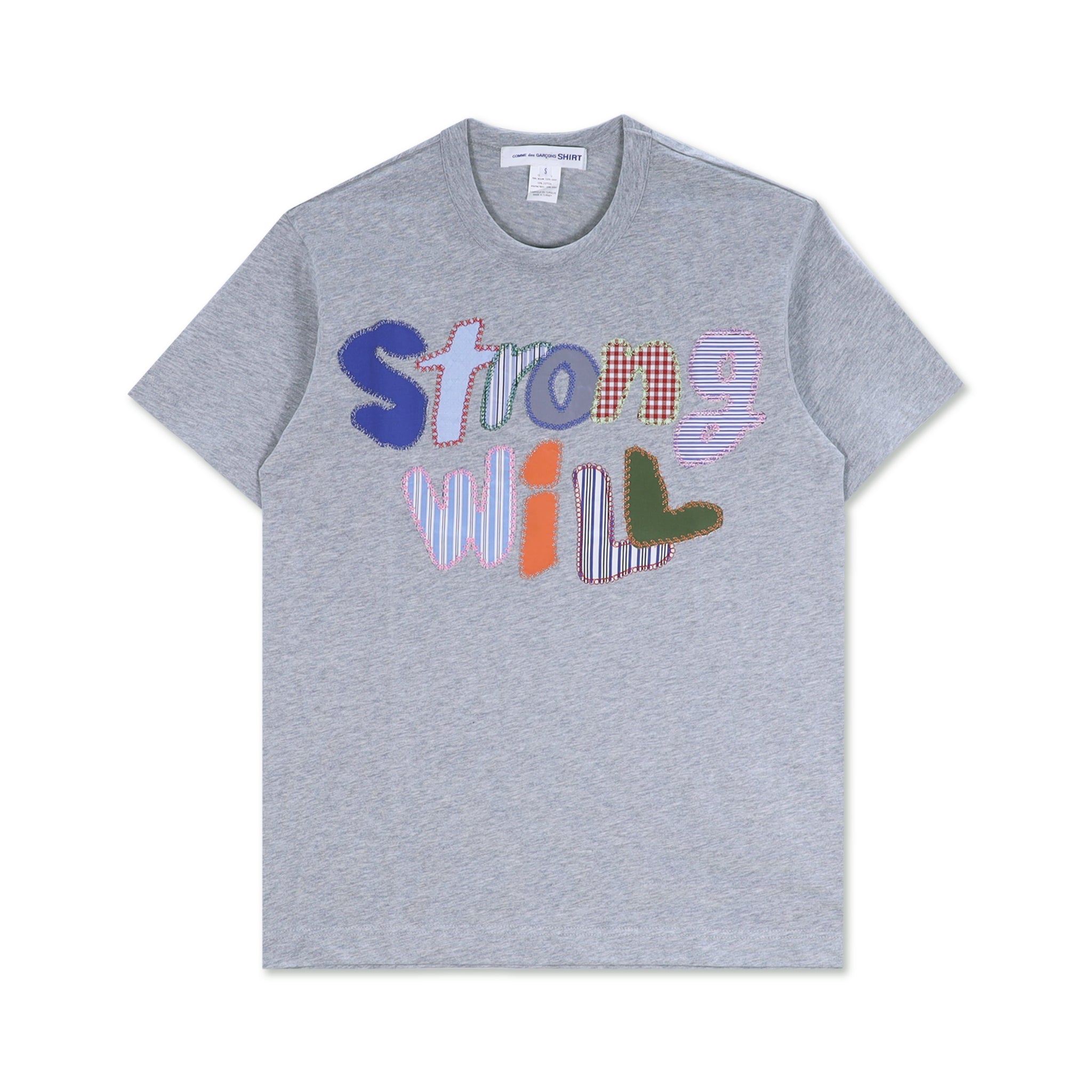 Top Grey Strong Will Embroidered T-Shirt