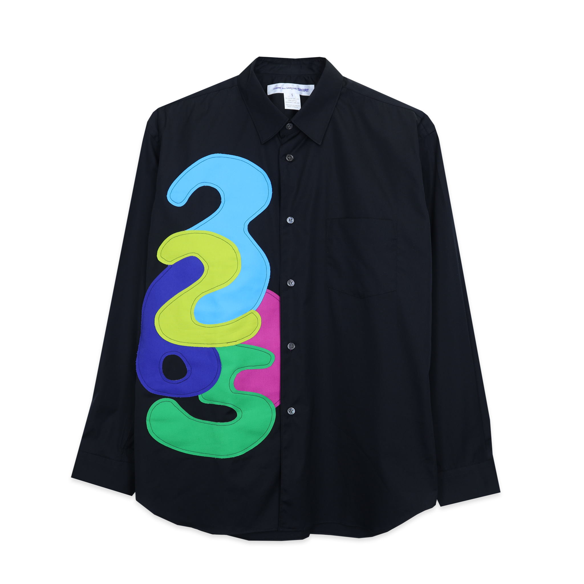 Black Numbers Patchwork Shirt