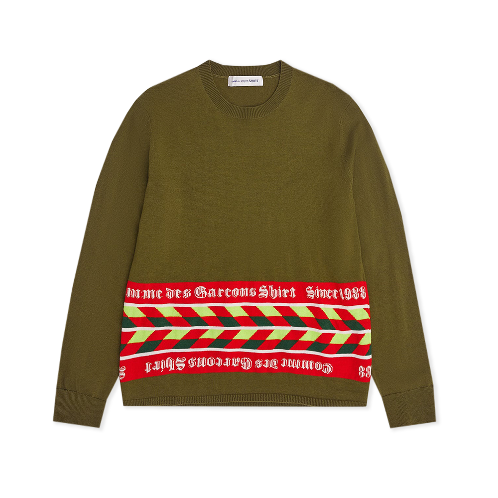 Khaki Instarsia Scarf Knit