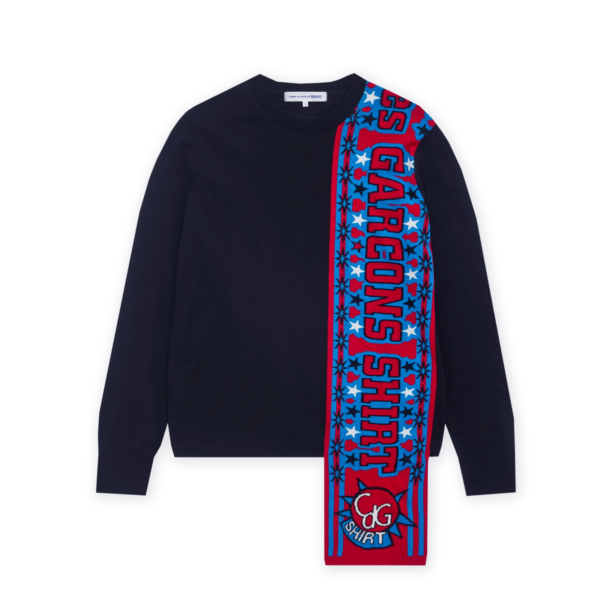 Navy Instarsia Scarf Knit