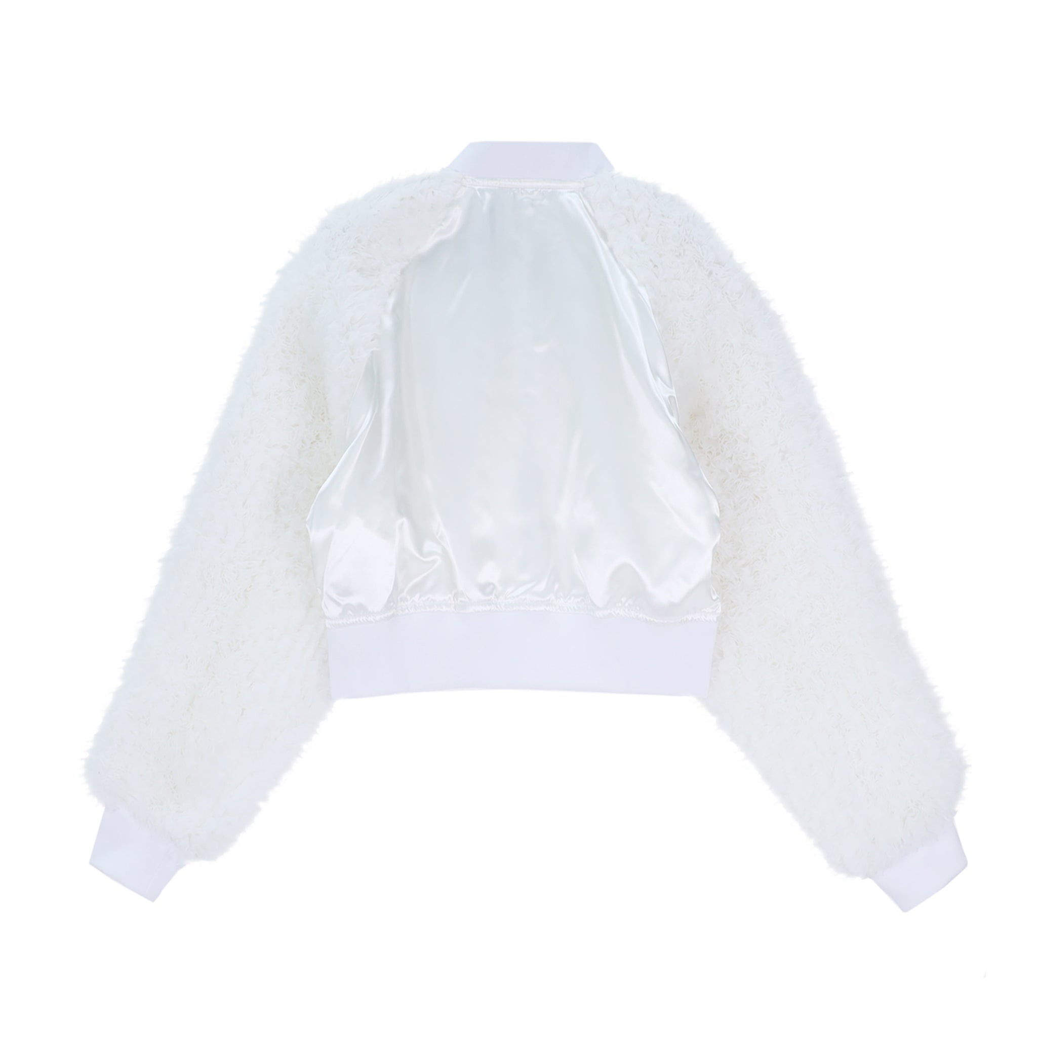 Satin Organdy Fluffy Sleeve Jacket White