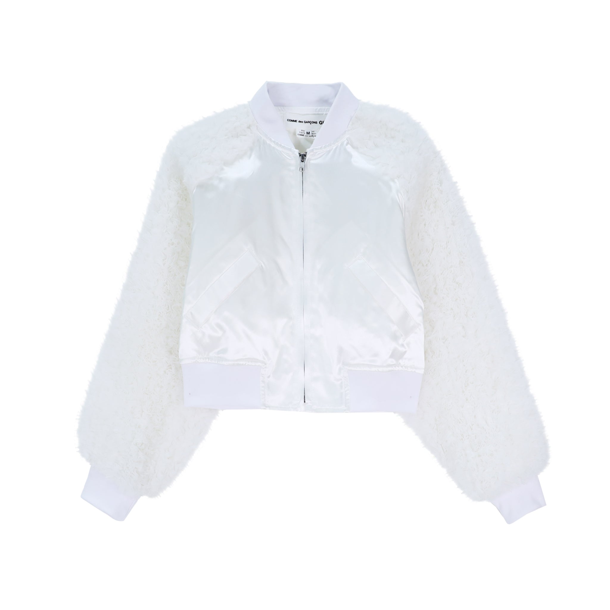 Satin Organdy Fluffy Sleeve Jacket White