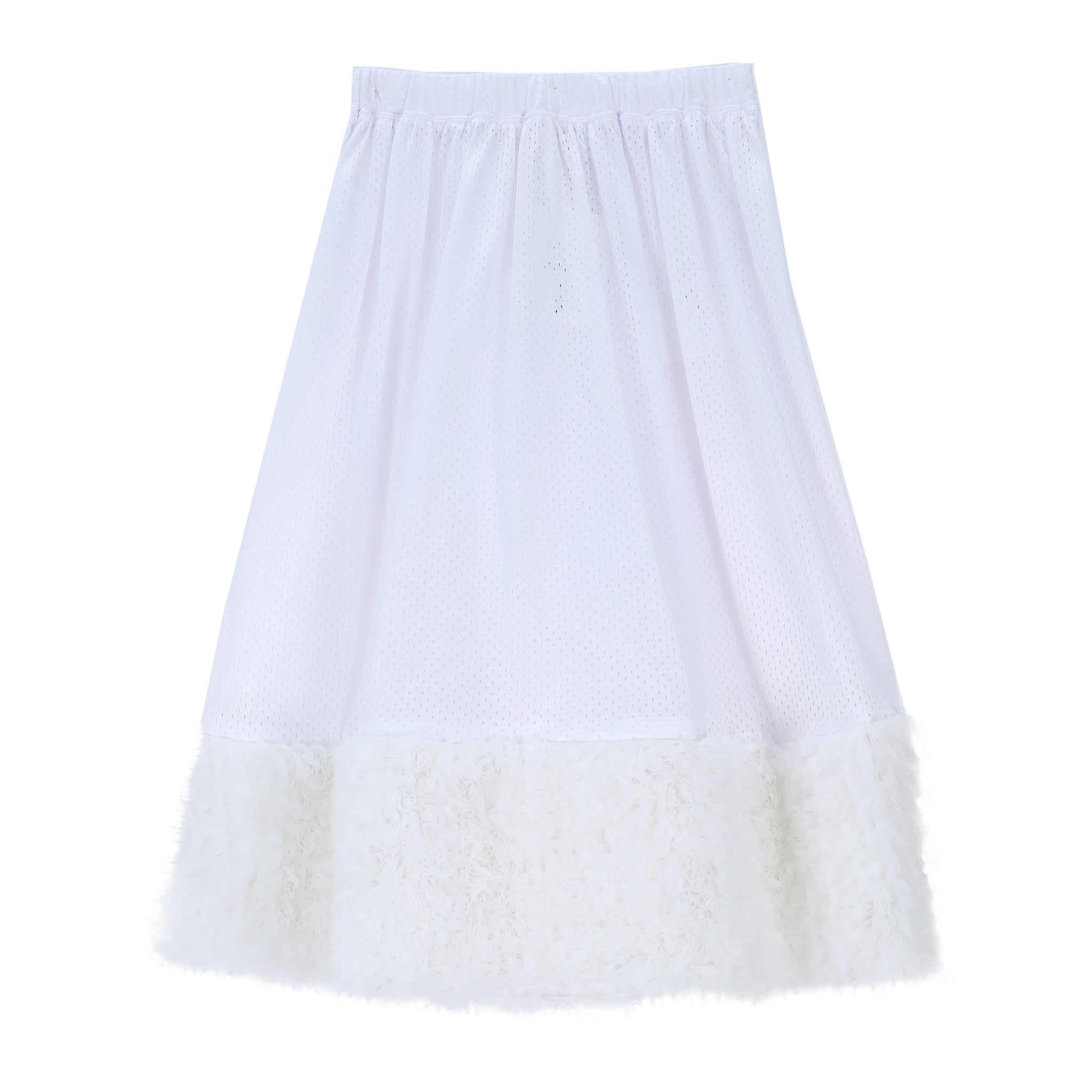 Mesh Organdy Frill Embroidered Skirt White