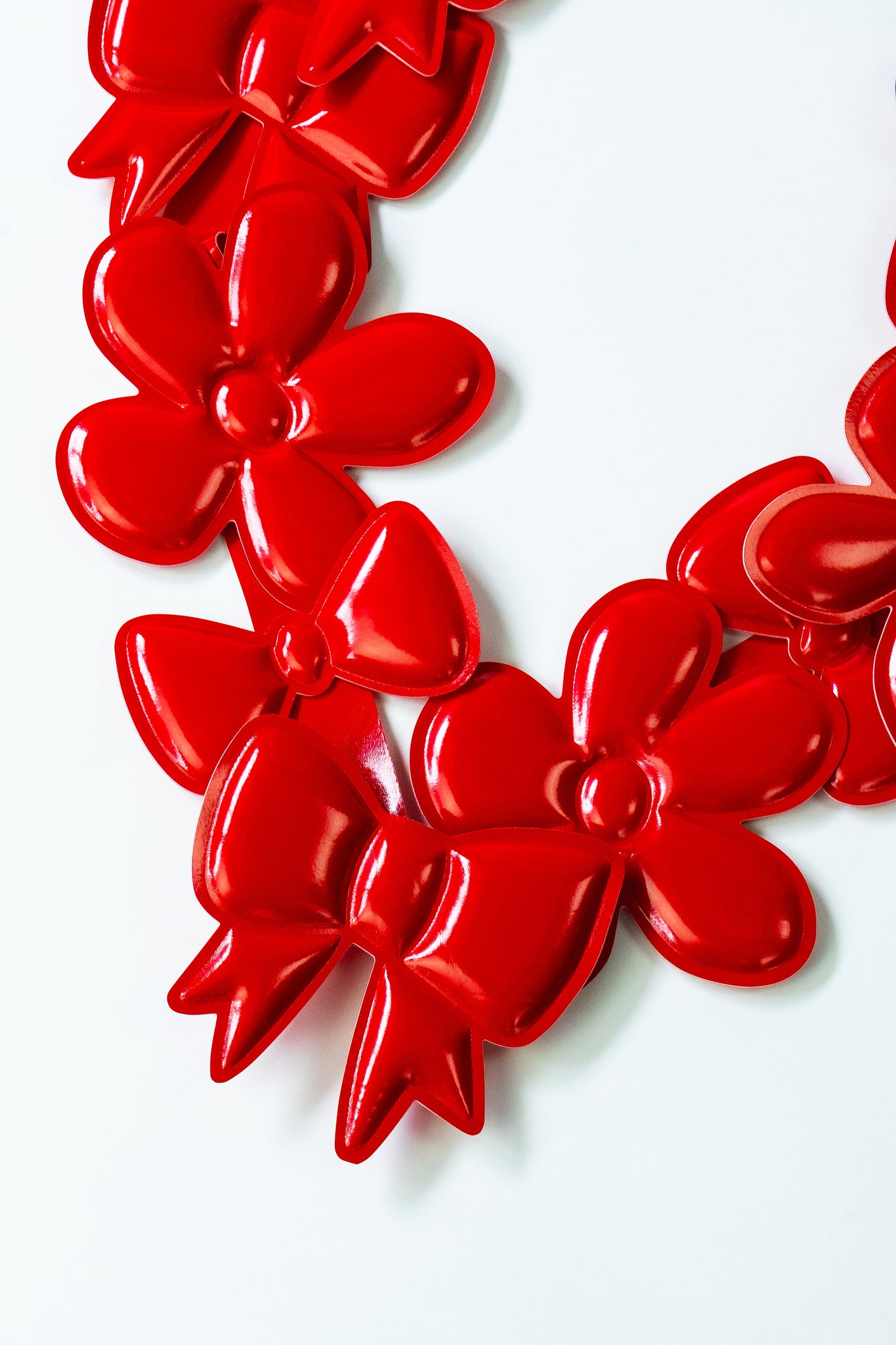Polyurethane Bow and Flower Necklace Red
