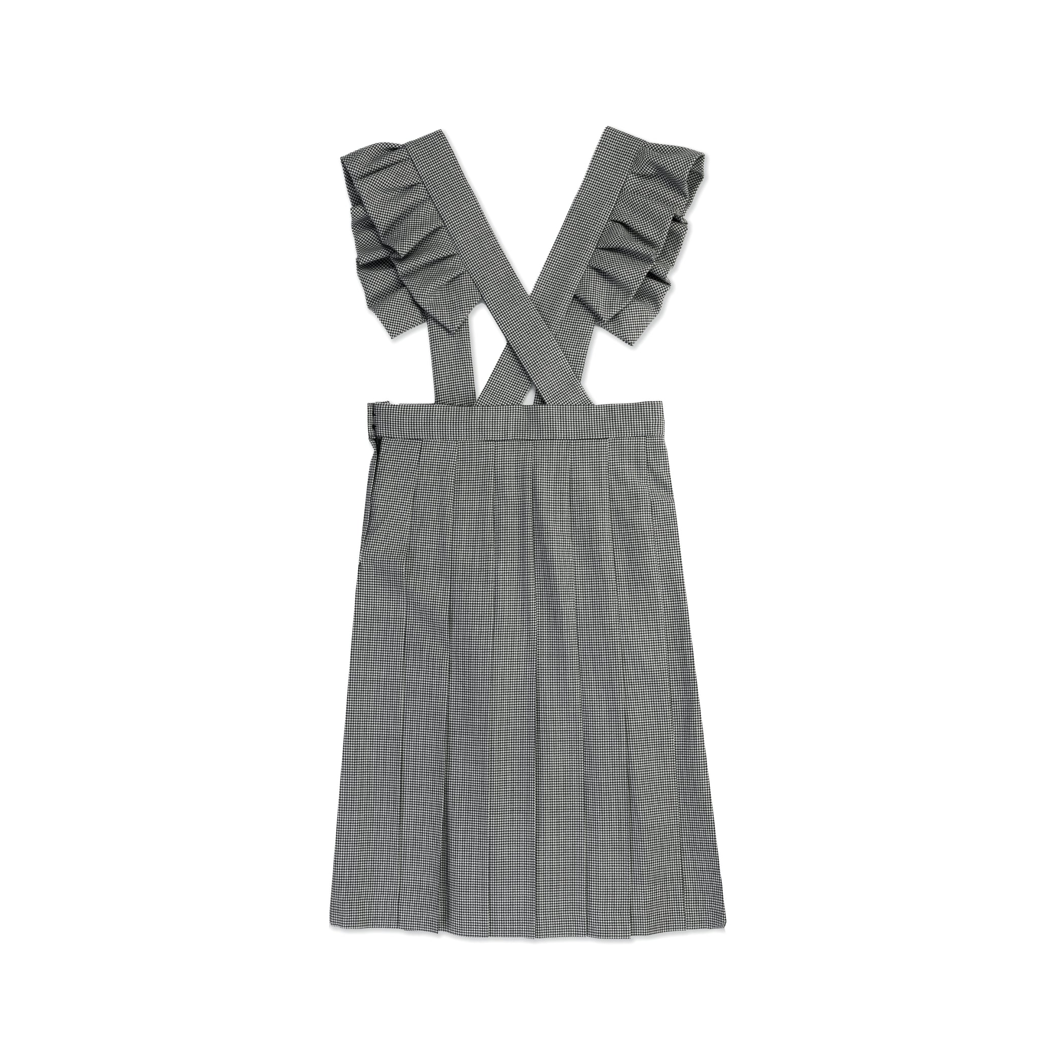 Wool Houndstooth Pleated Frill Pinafore