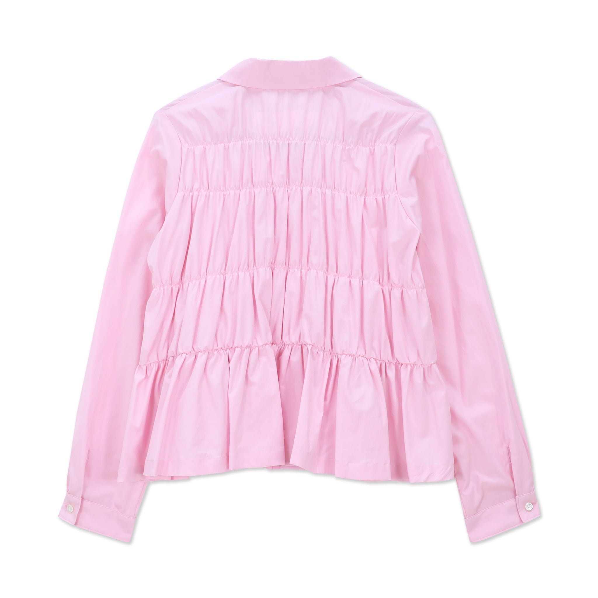 Cotton Broadcloth Shirred Blouse Pink