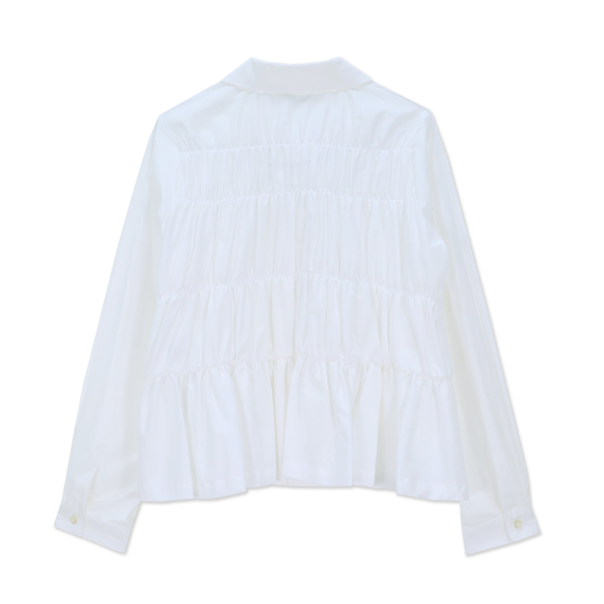 Cotton Broadcloth Shirred Blouse White