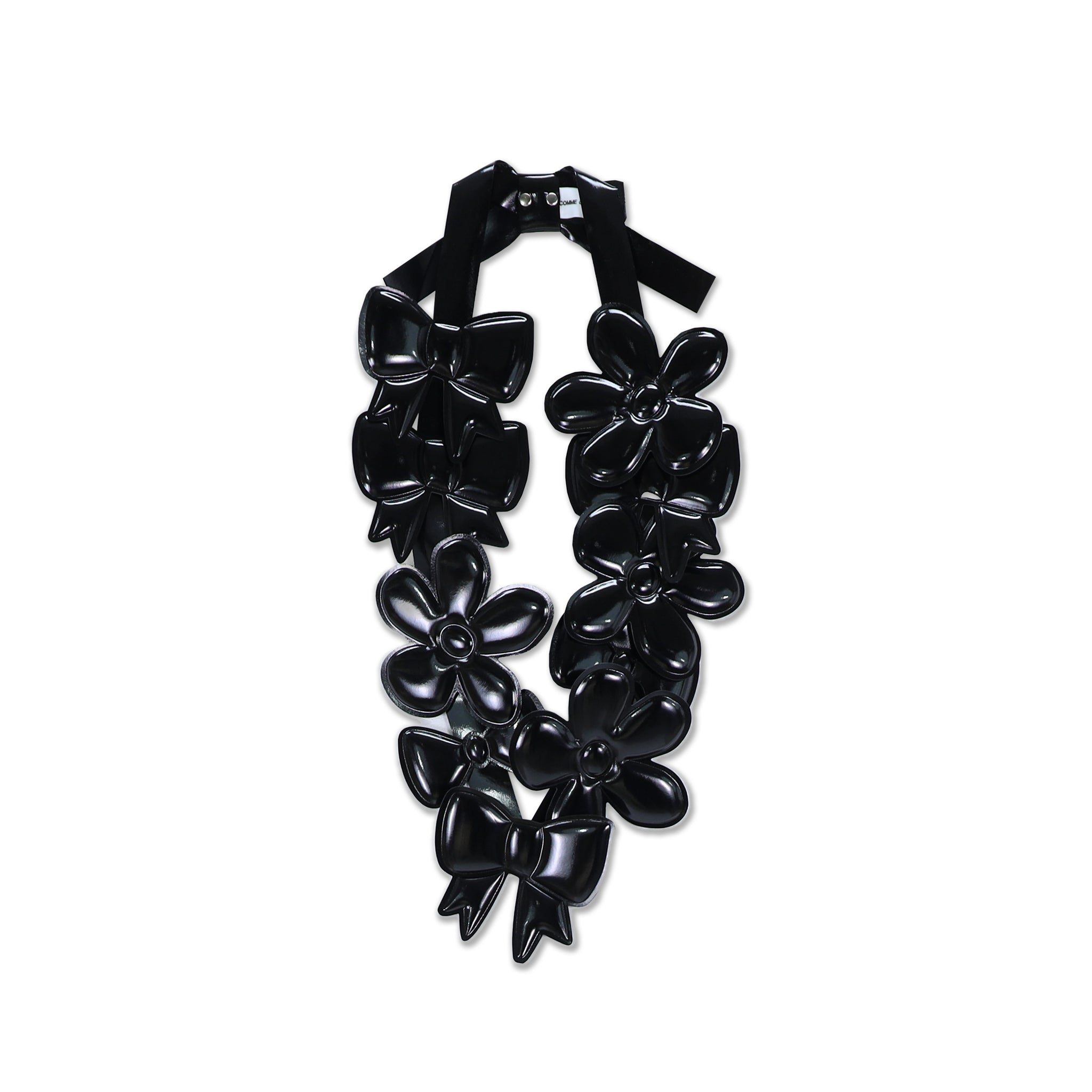 Polyurethane Bow and Flower Necklace Black