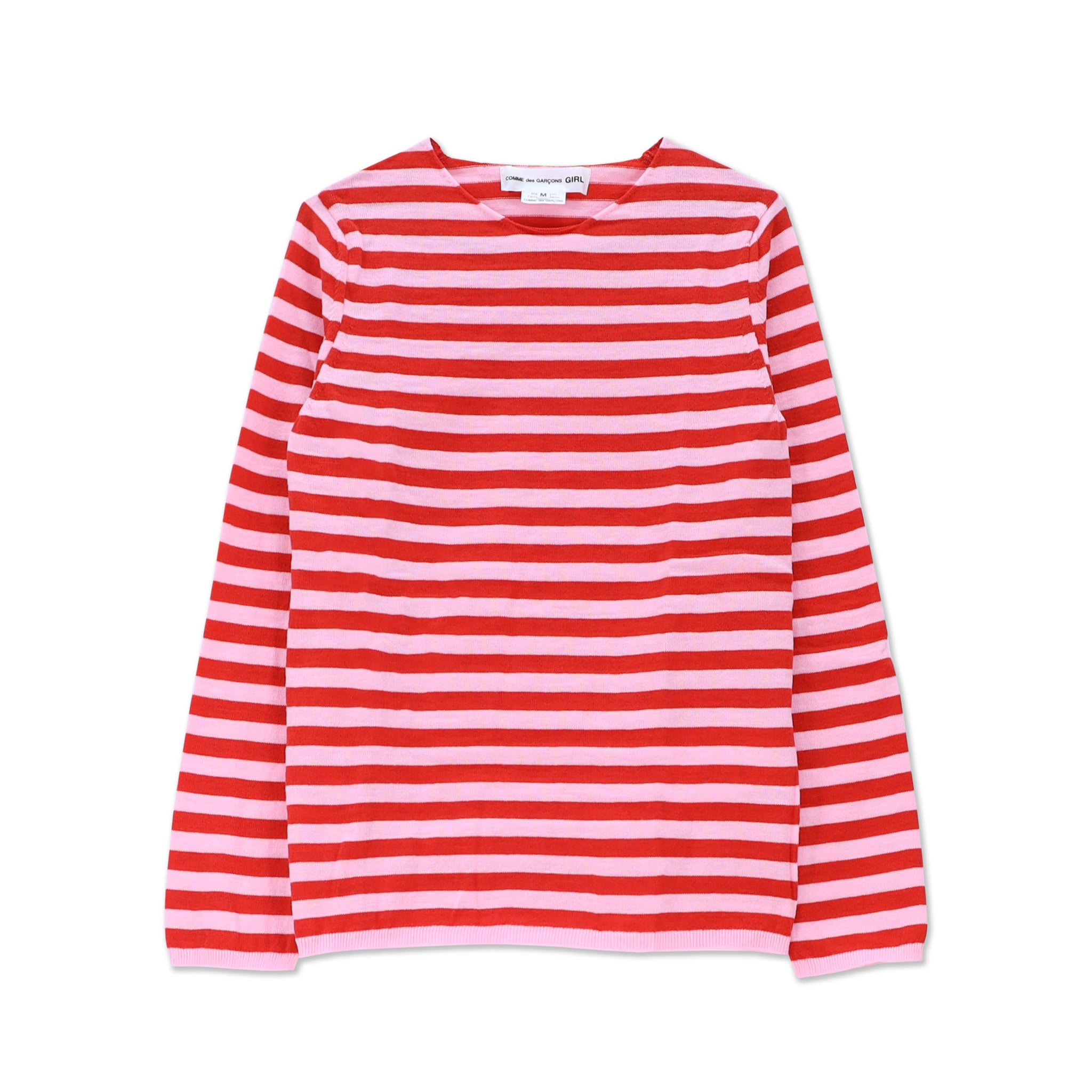 Acrylic and Wool Striped Pullover Pink/Red