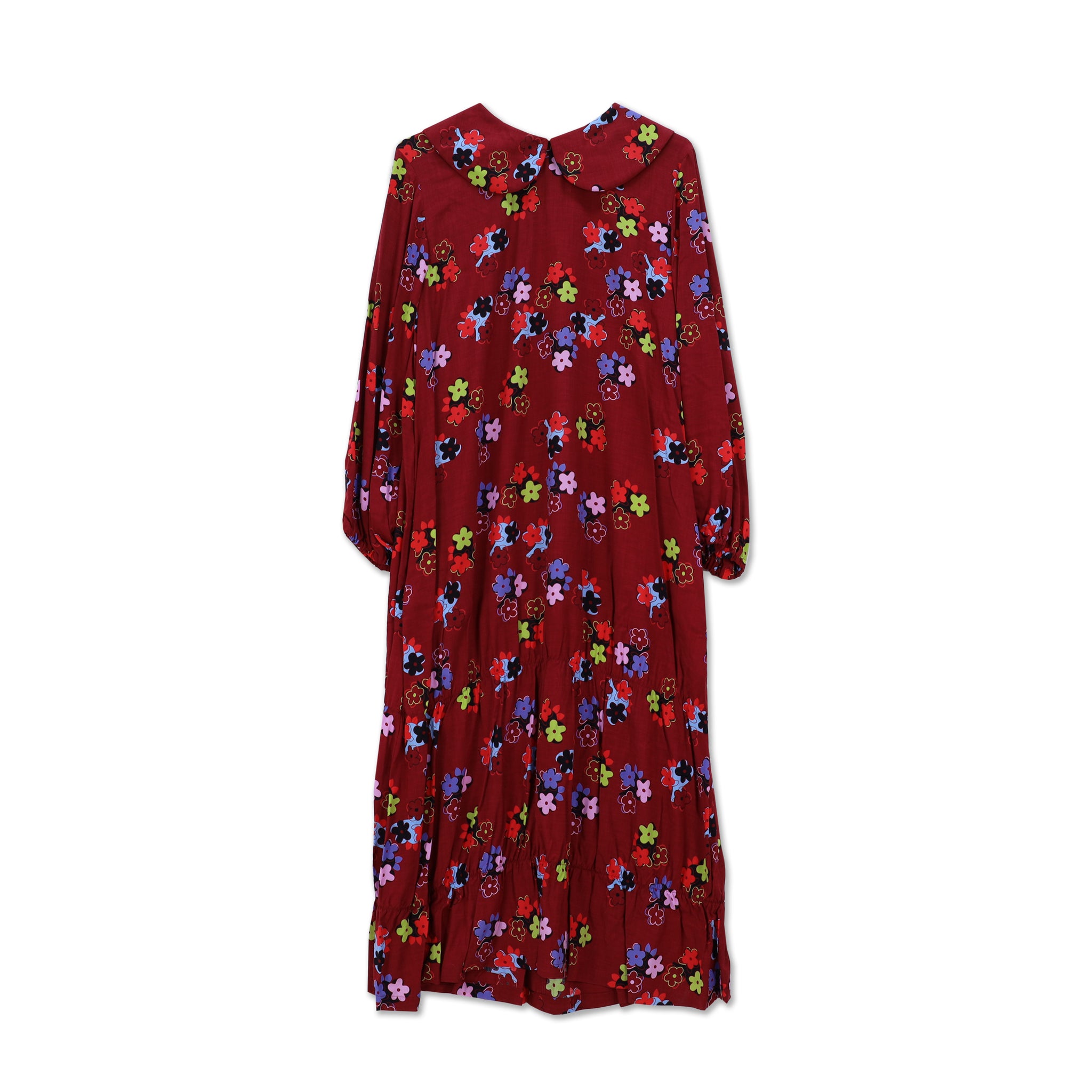 Burgundy Flower Print Dress