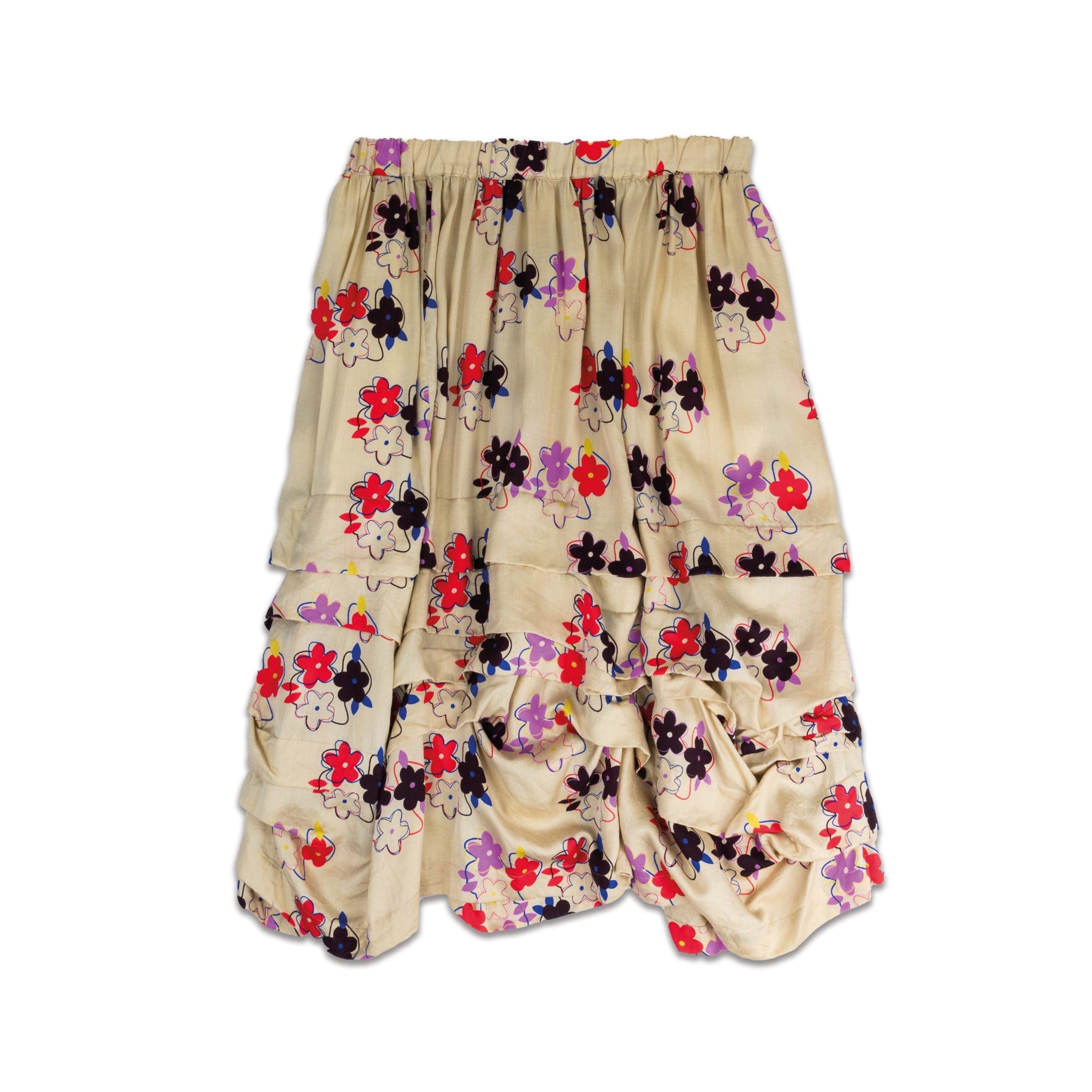 Beige Flower Printed Skirt