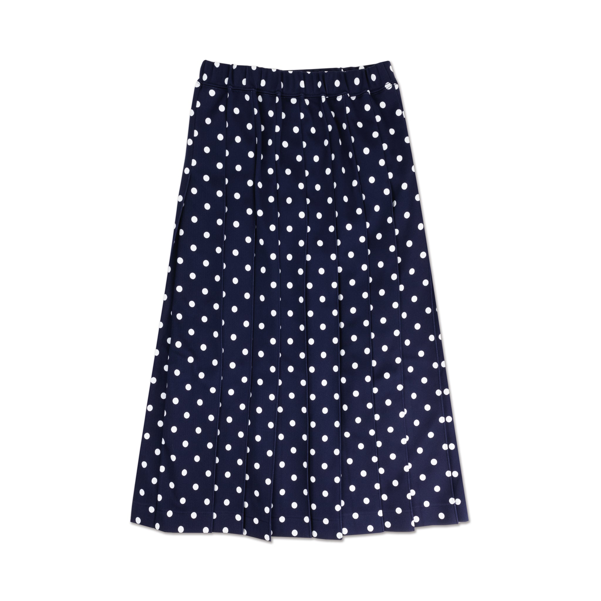 Polyester Jersey Dot Pleated Skirt Navy
