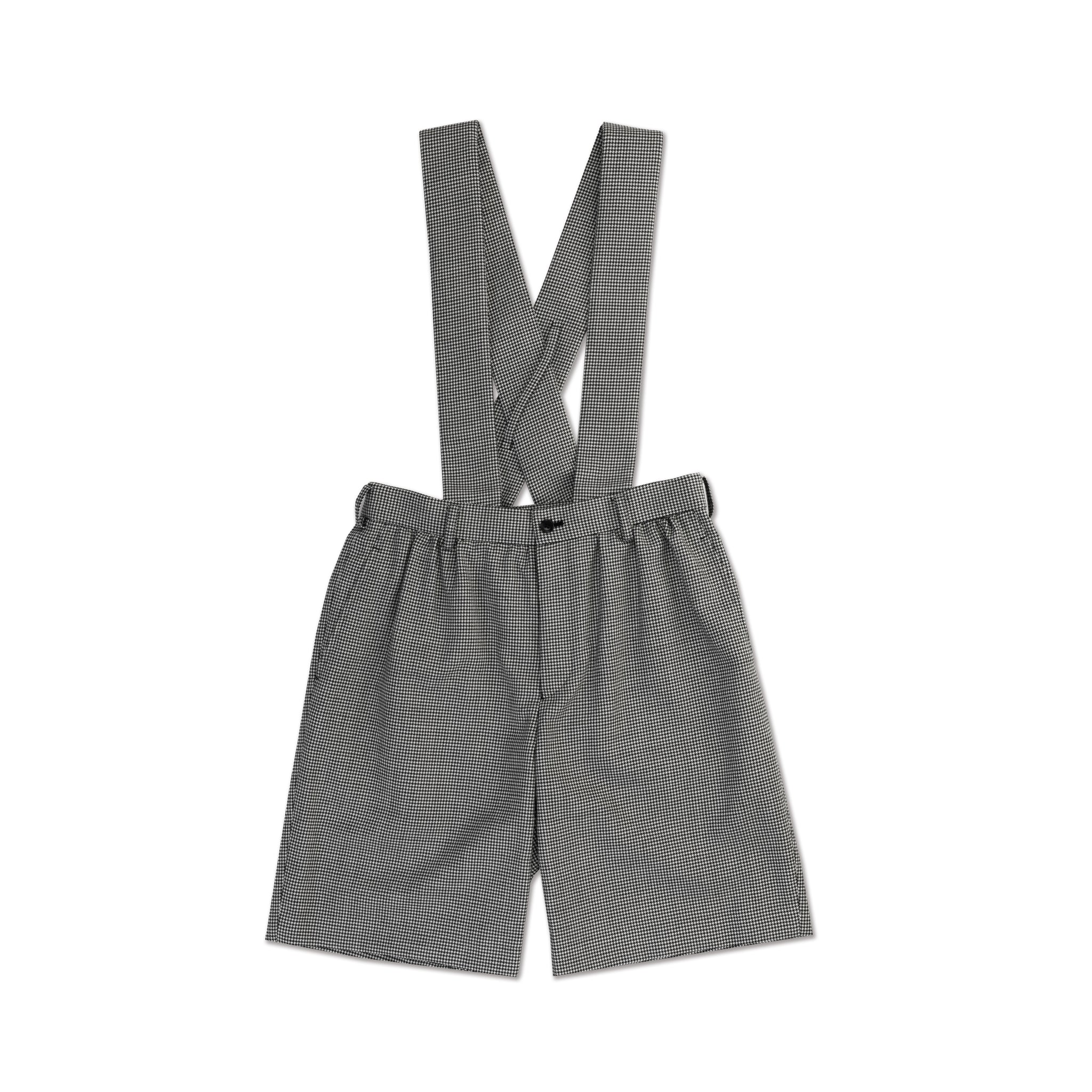 Wool Houndstooth Overall Shorts