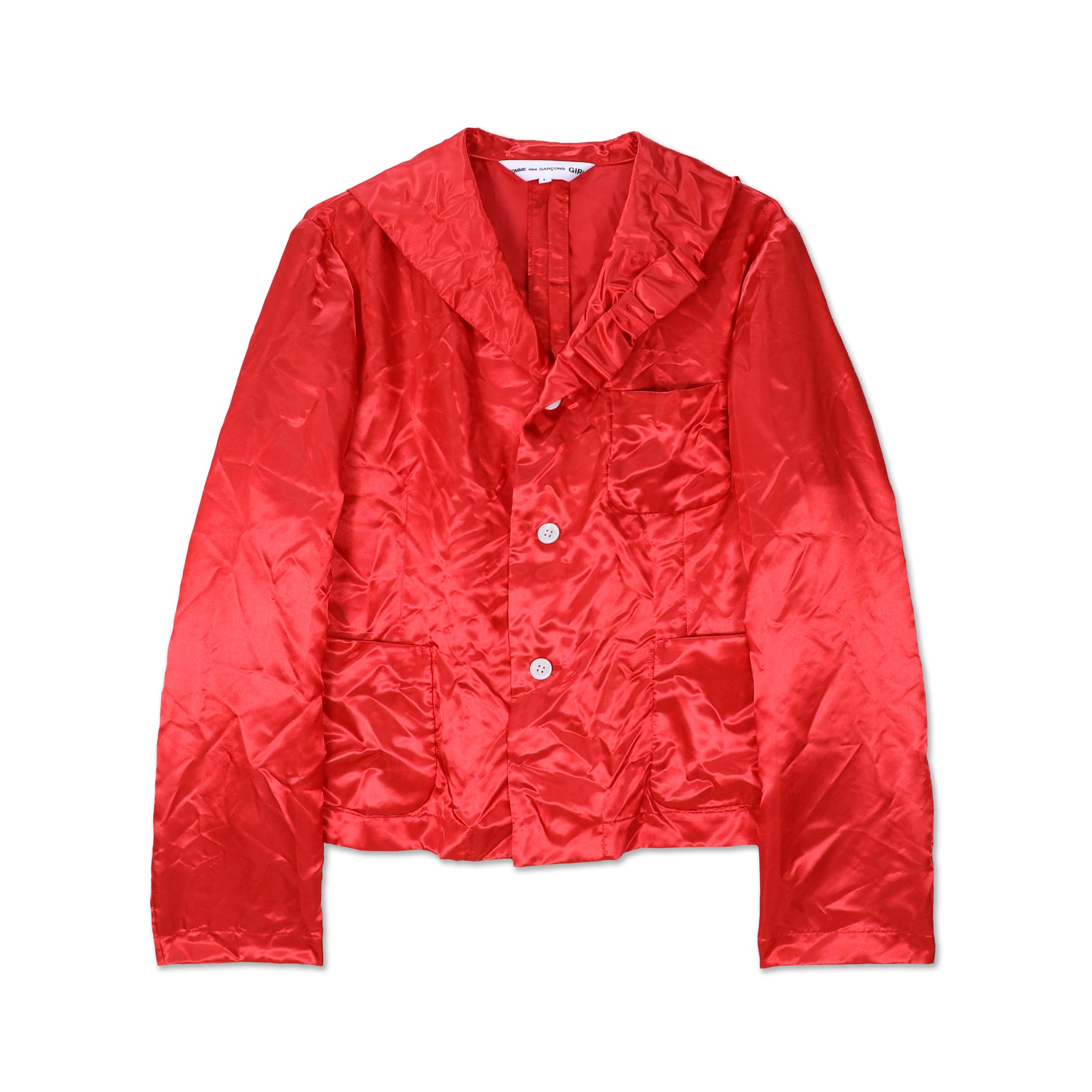 Satin Bow Collar Jacket Red