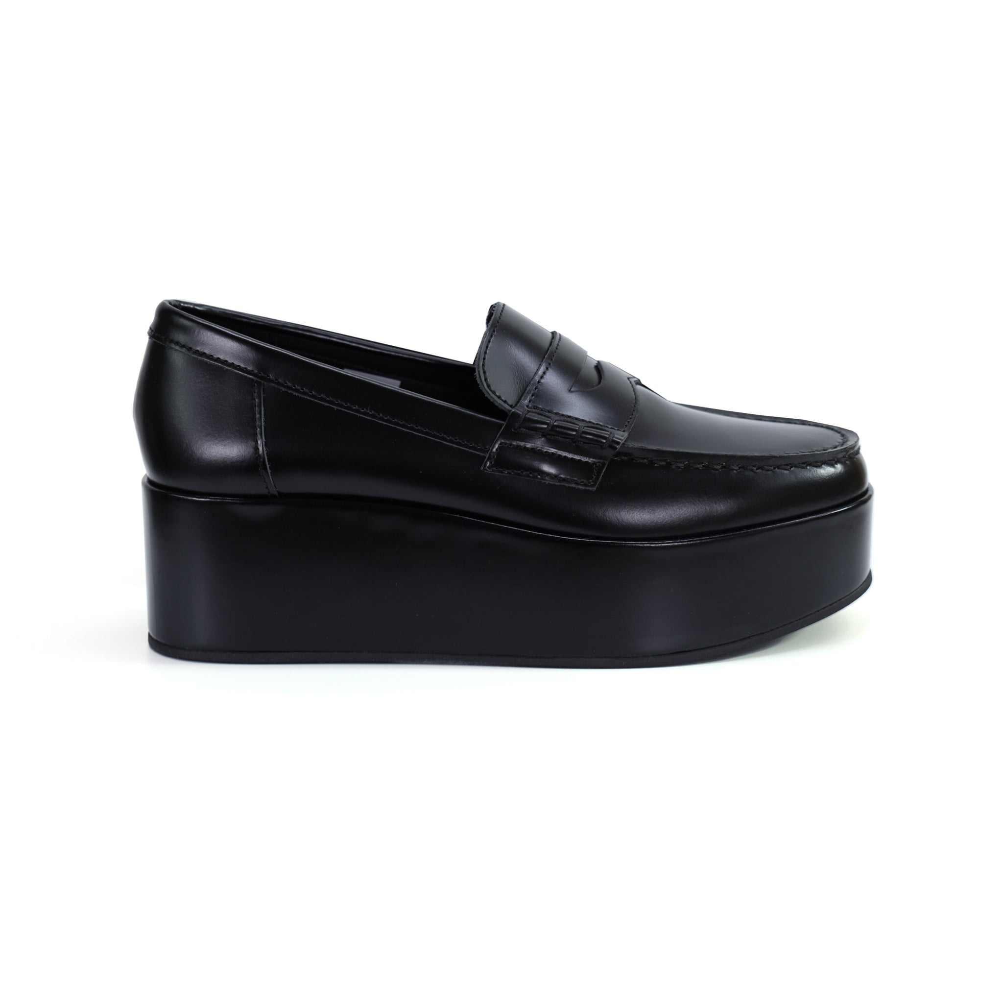 Platform Leather Loafer Black
