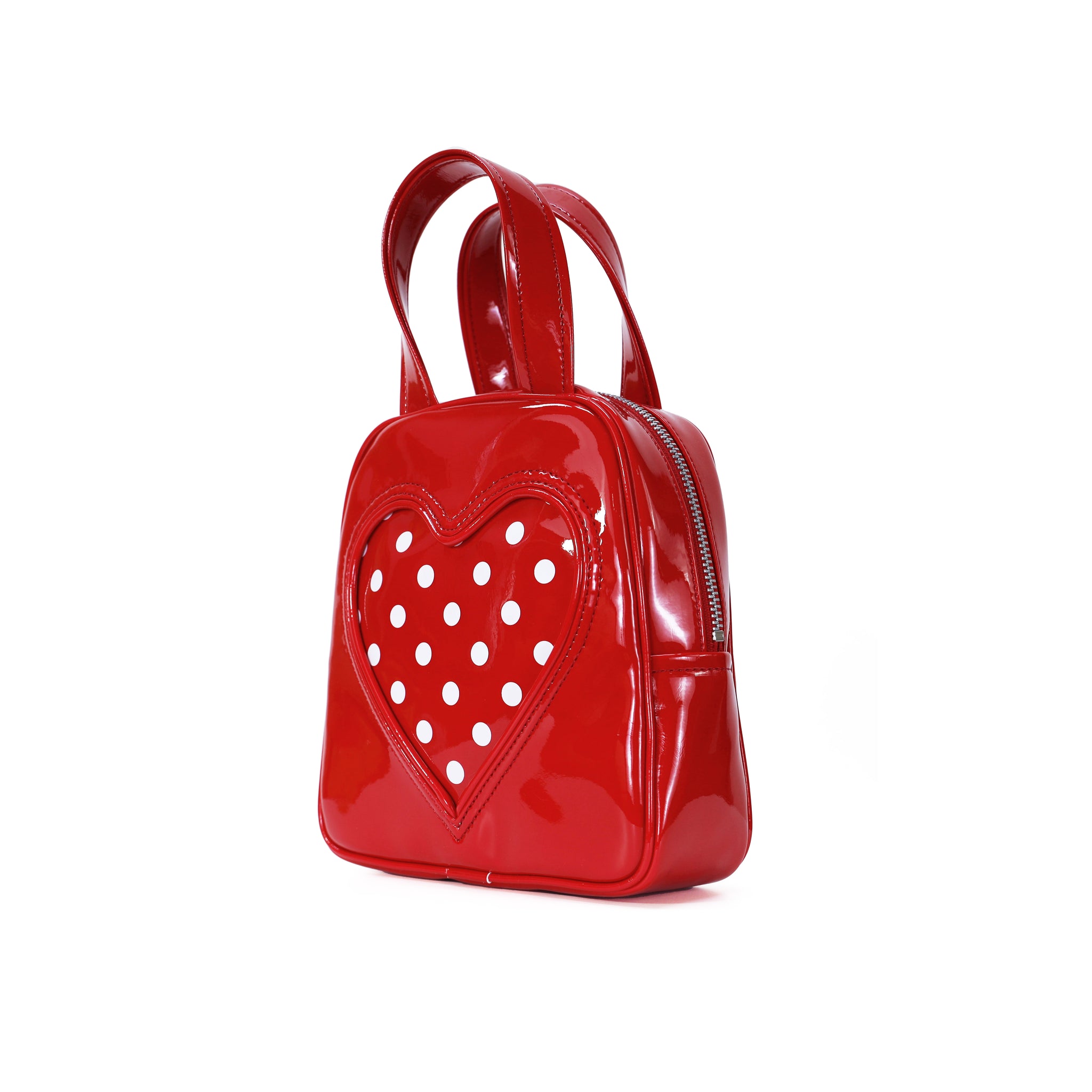Patent Heart Polka-Dot Red Bag