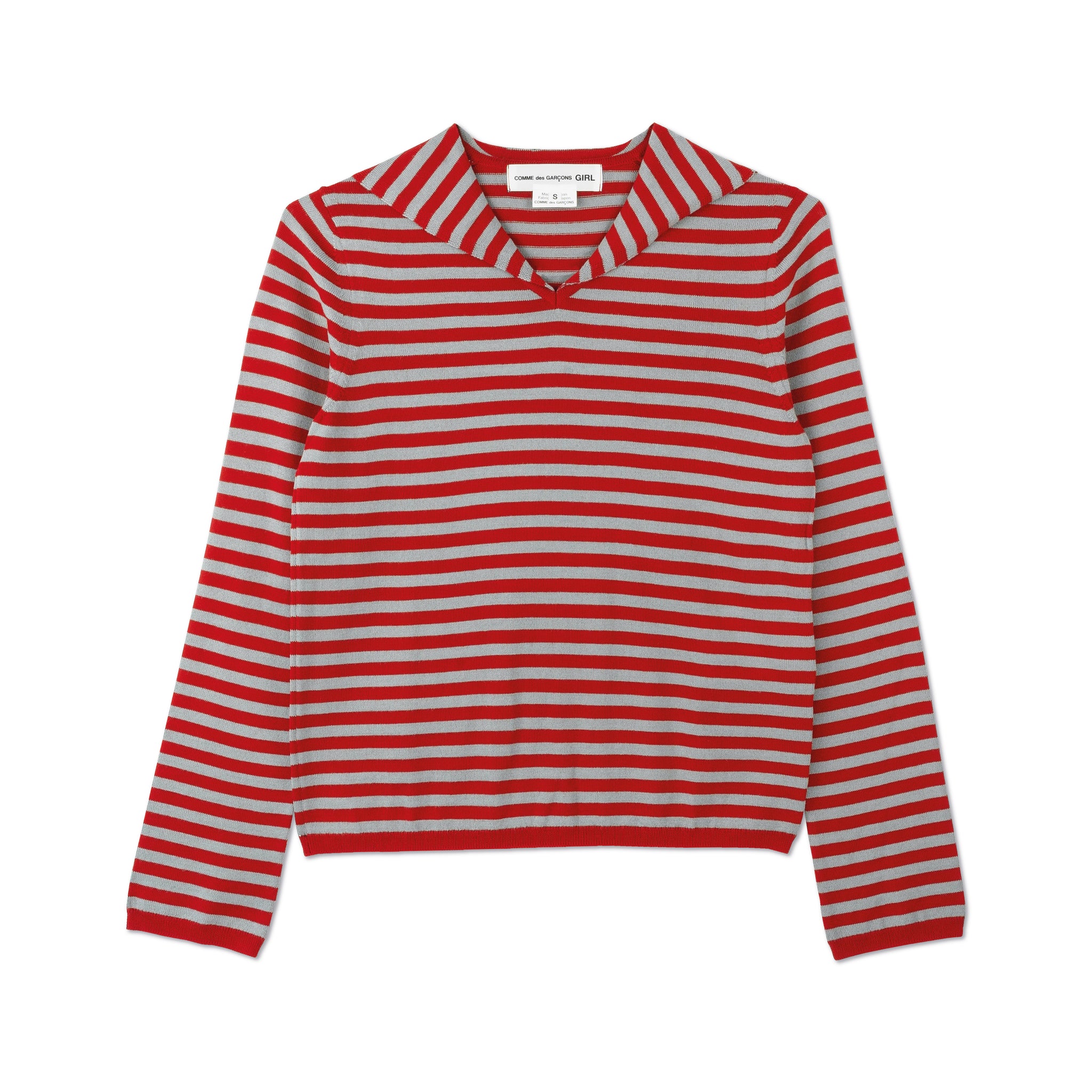 Red/Grey Stripe Collared Jersey Sweater