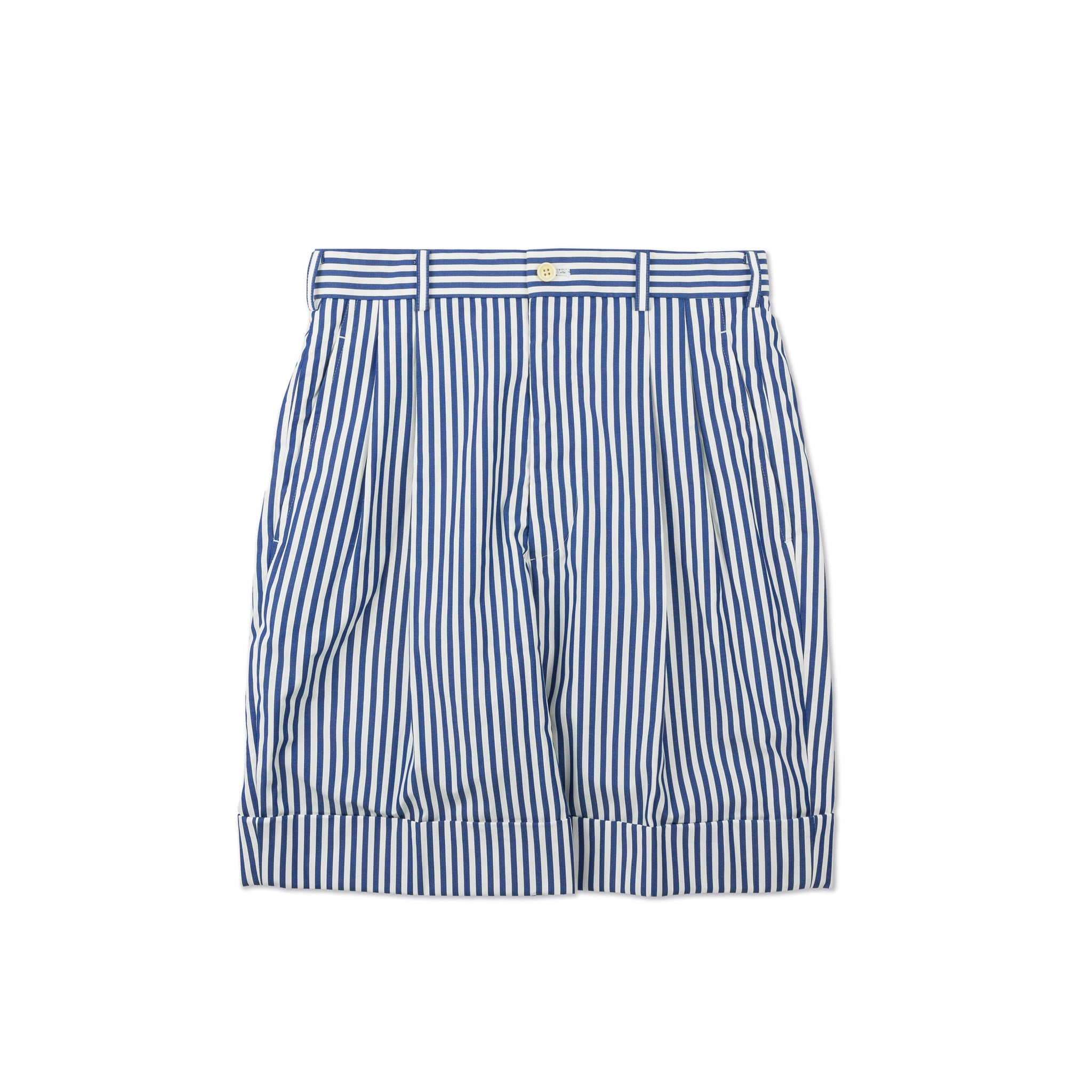 Navy and White Cotton Stripe Shorts