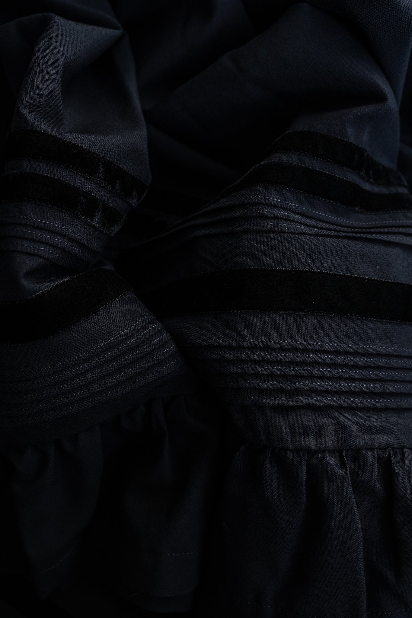 Wool Gathered Trim Detail Skirt Navy