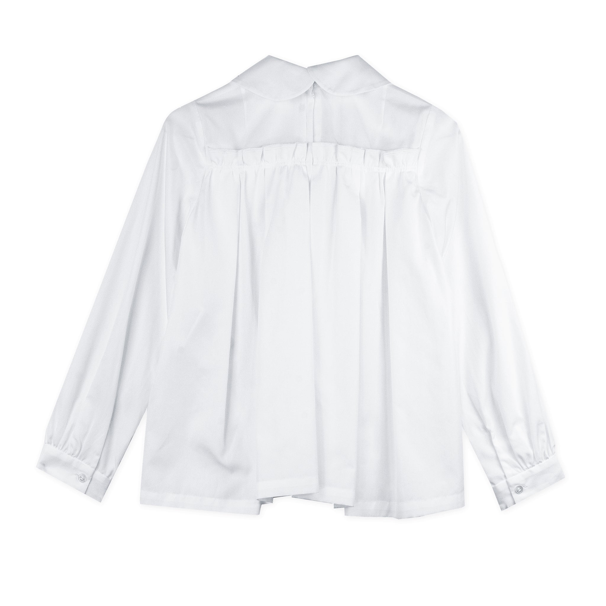 White Peter Pan A-Line Gathered Blouse