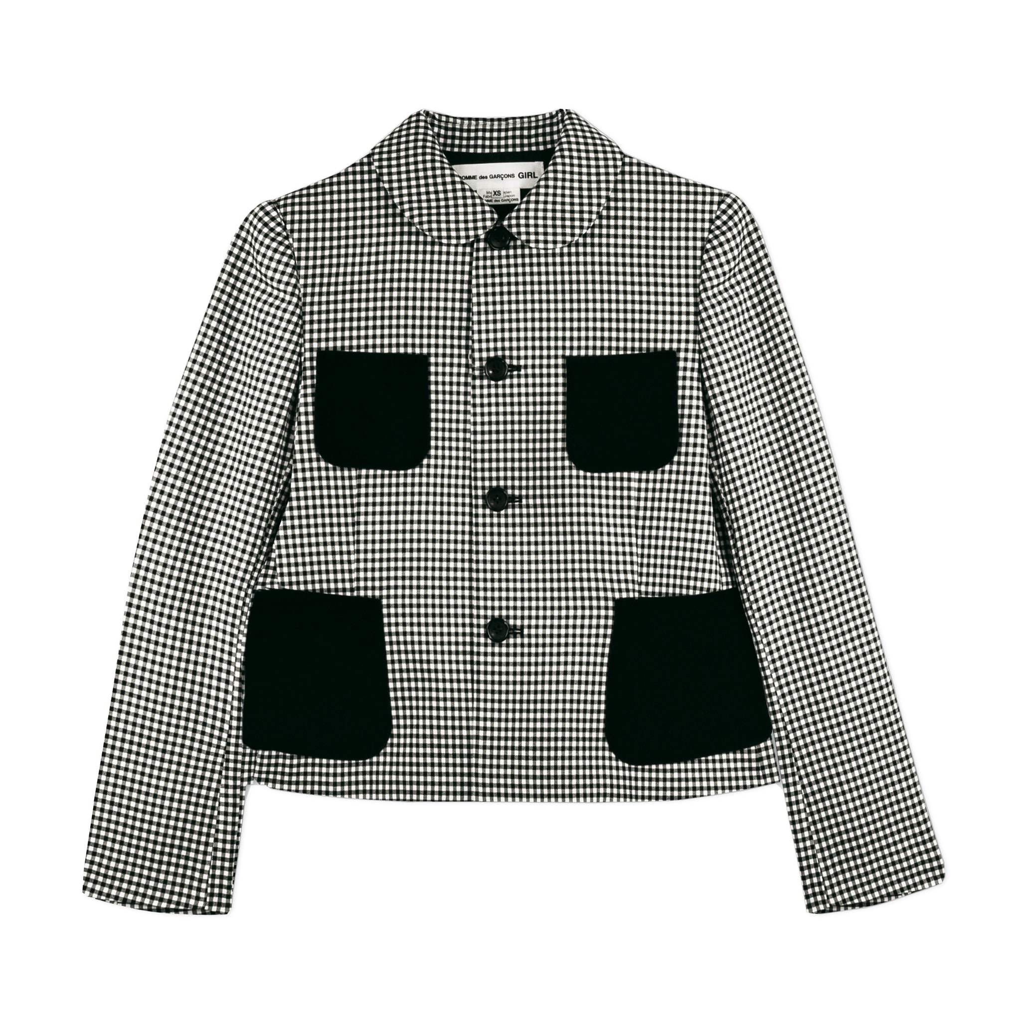 Wool Gingham Velveteen Patch Pocket Jacket