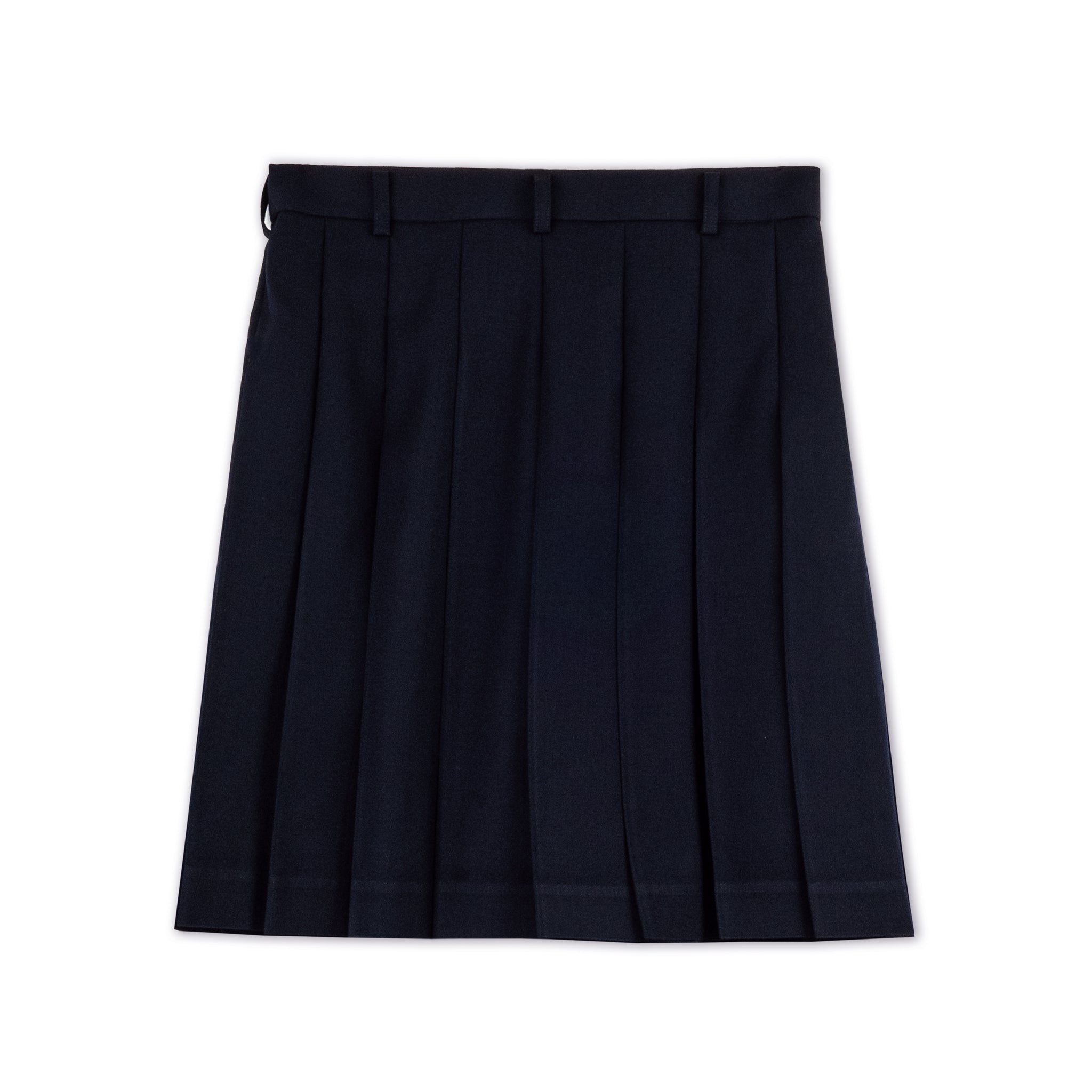 Navy Wool Pleated Skirt Shorts