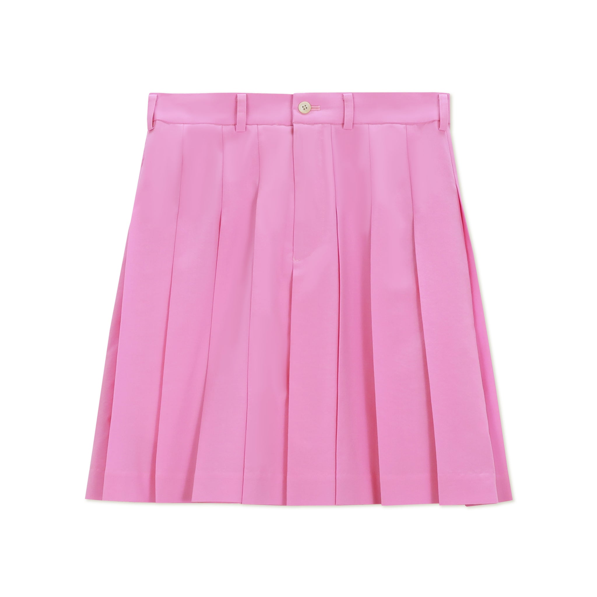 Pink Wool Pleated Skirt Shorts