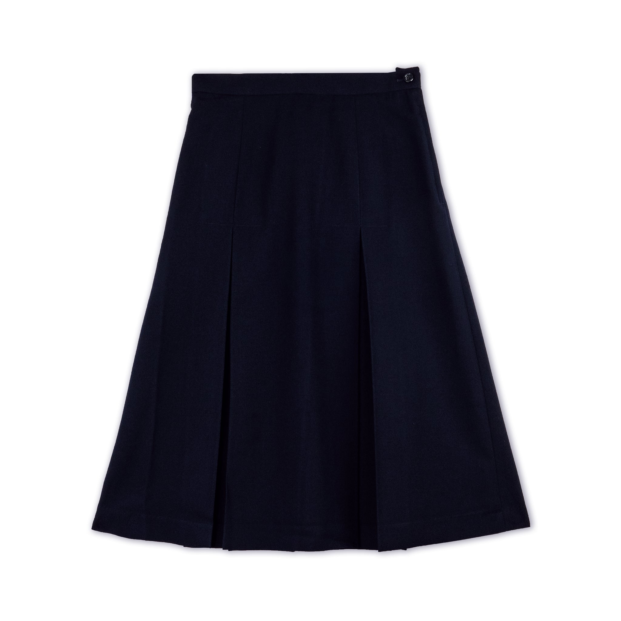 Navy Inverted Box Pleat Skirt