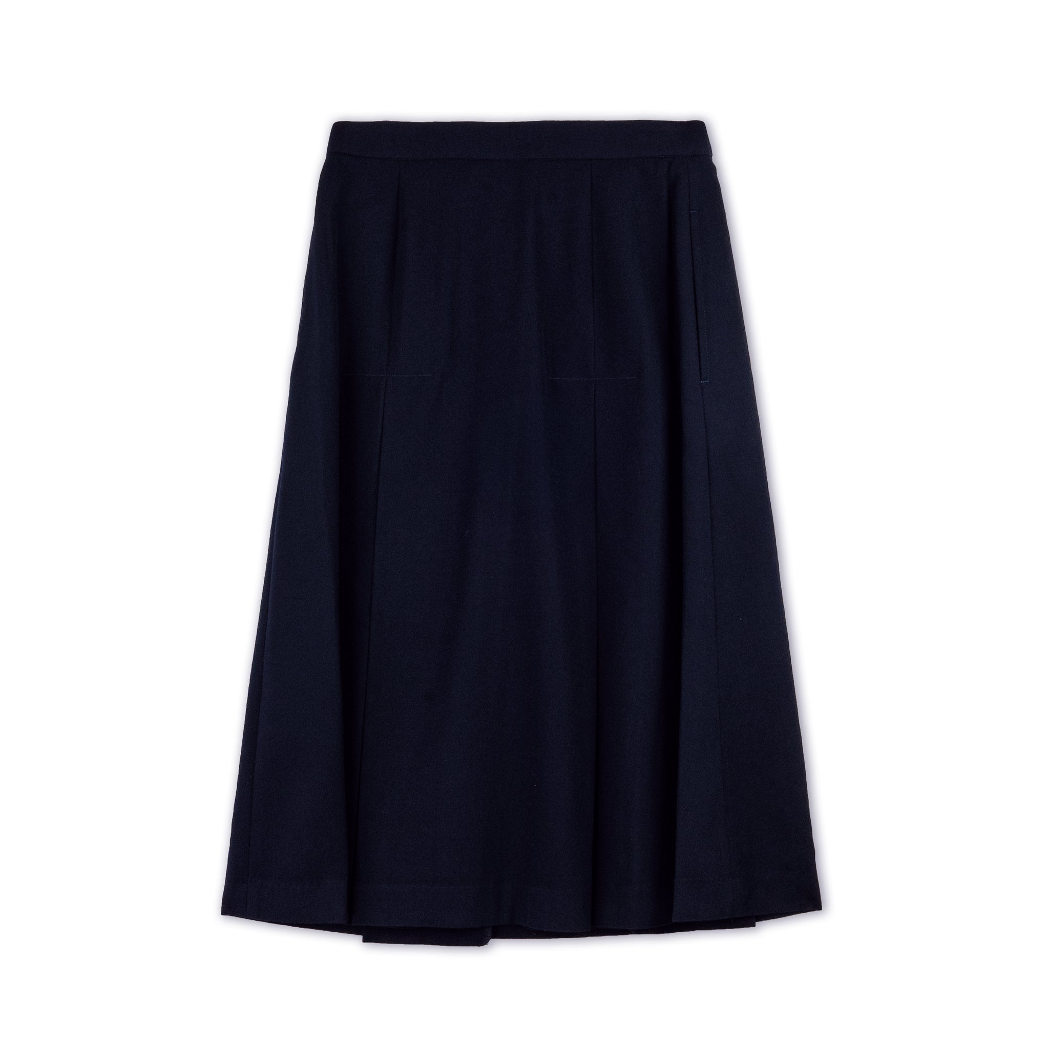 Navy Inverted Box Pleat Skirt