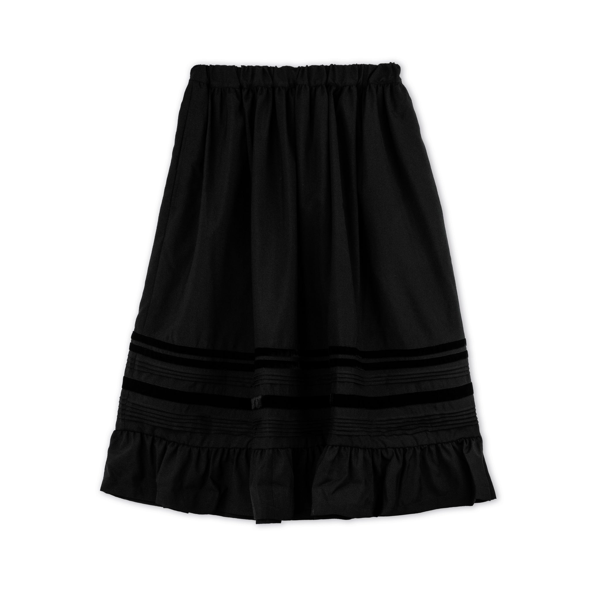 Wool Gathered Trim Detail Skirt Black