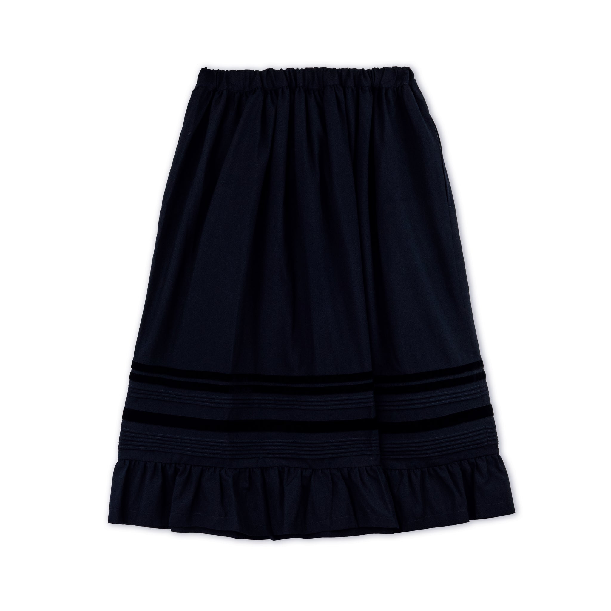 Wool Gathered Trim Detail Skirt Navy