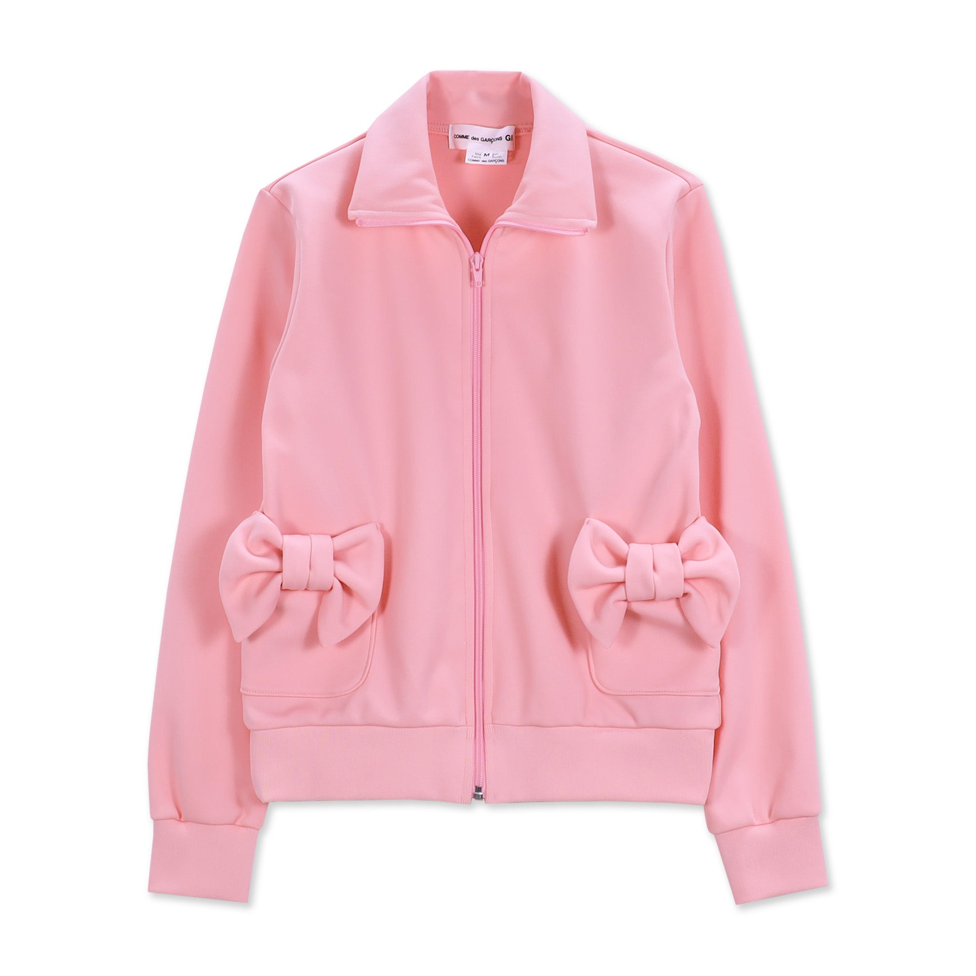 Pink Polyester Jersey Bow Pocket Jacket